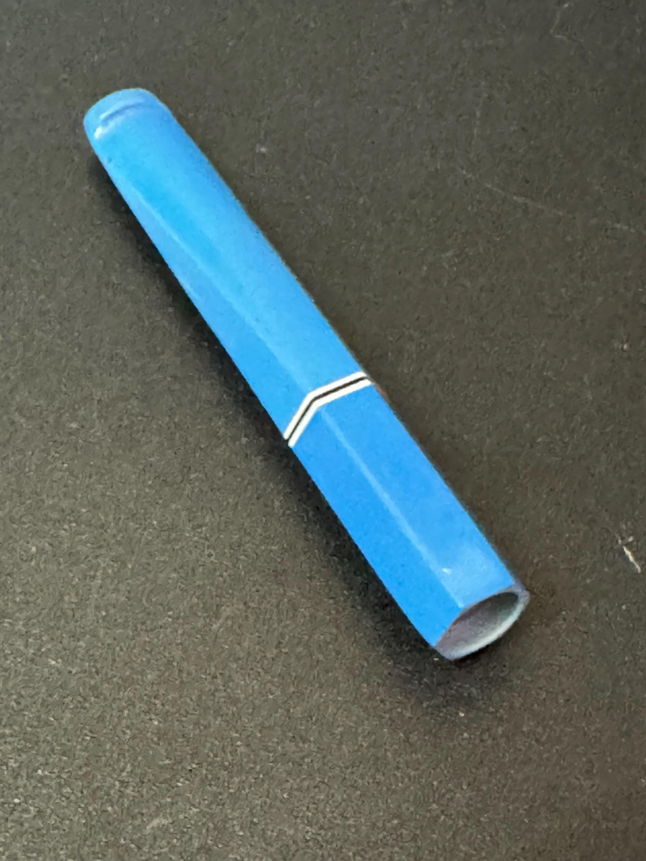 Vintage French BLUE early plastic Cigarette Holder 1920s Bakelite 8cm for standard cigarettes