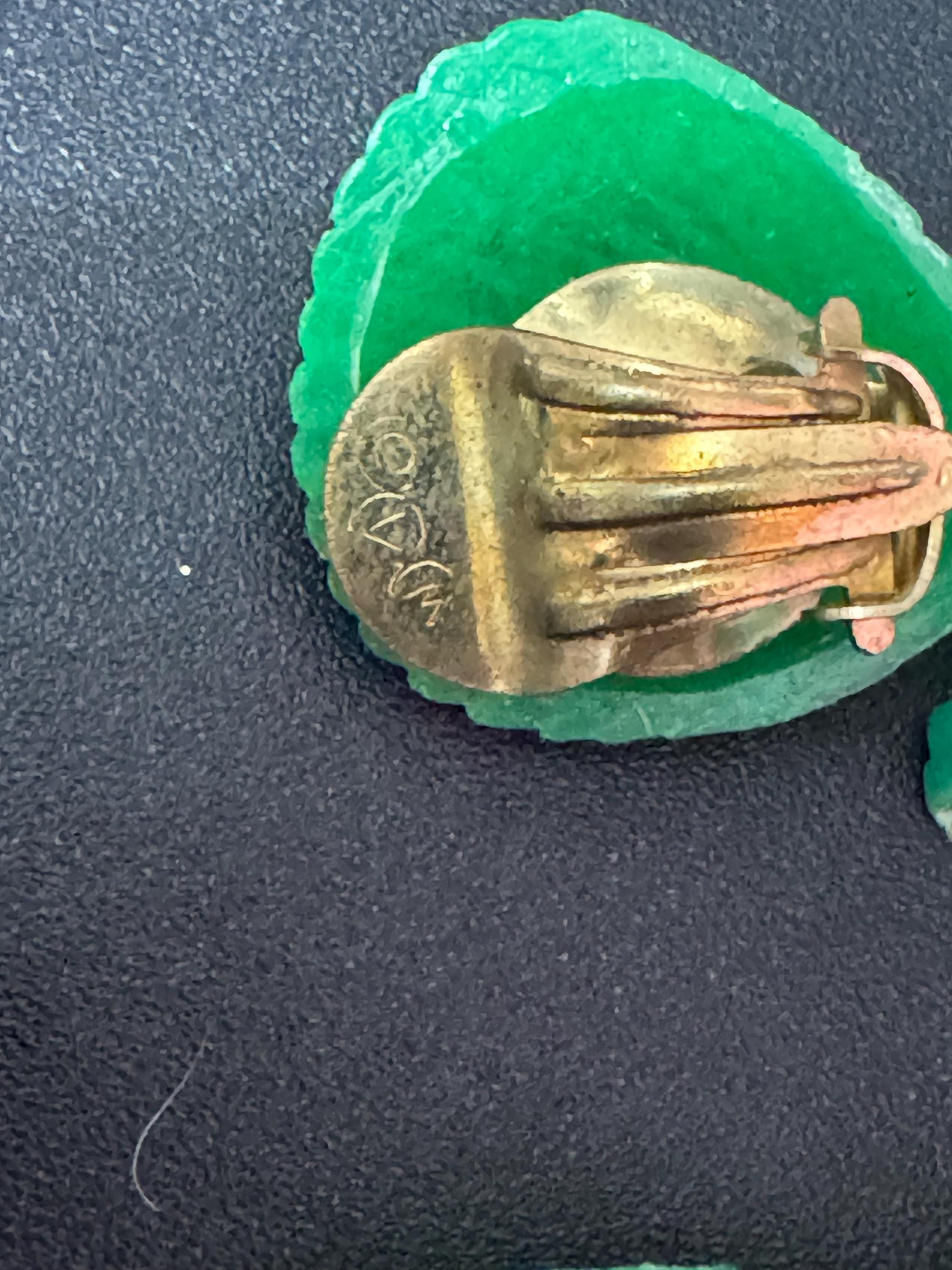 Vintage bright green seashell kitsch lantern light clip on earrings early plastic 5cm Hong Kong