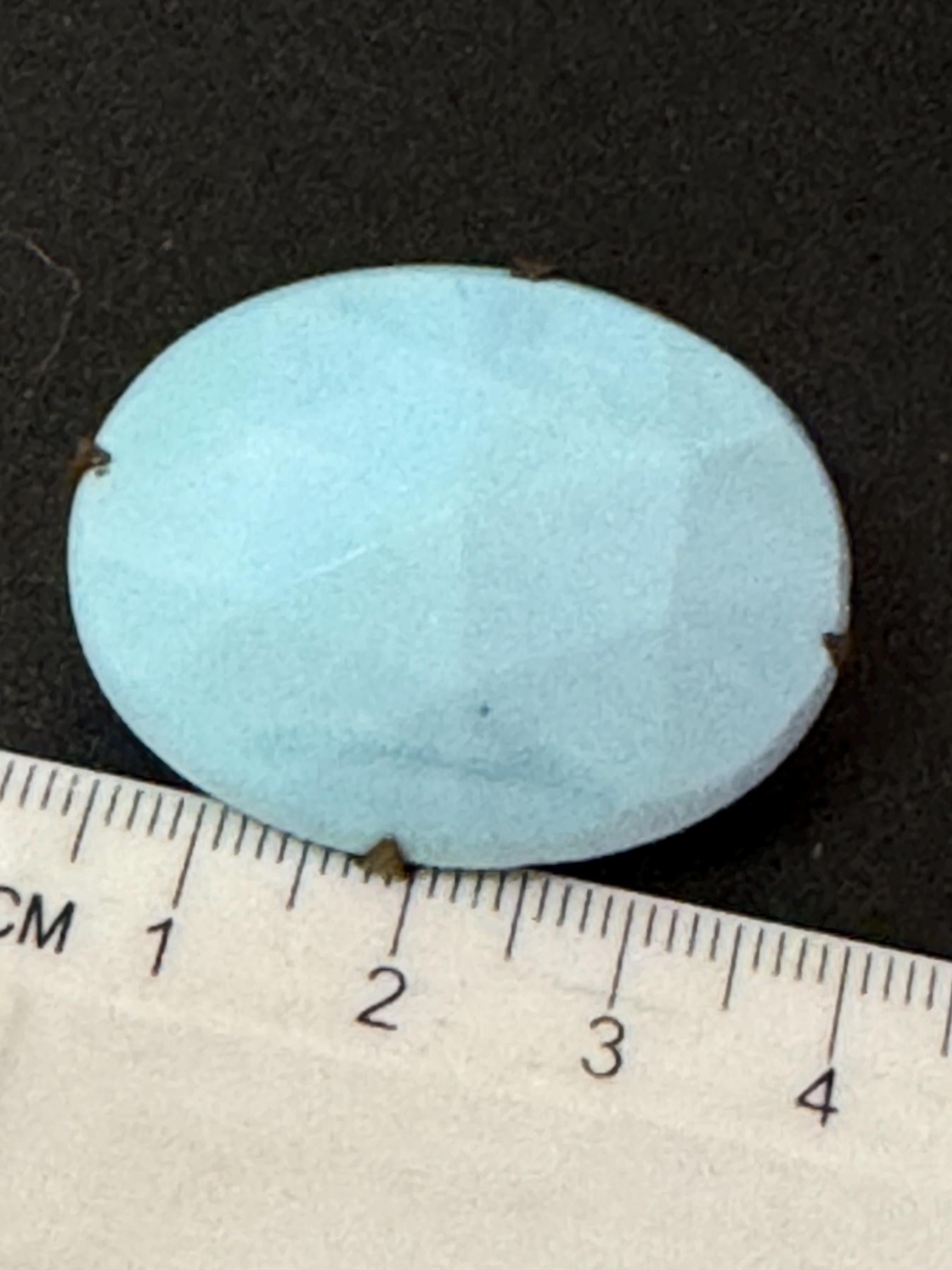 Antique turquoise blue milk glass faceted cabochon art deco oval brooch with c clasp