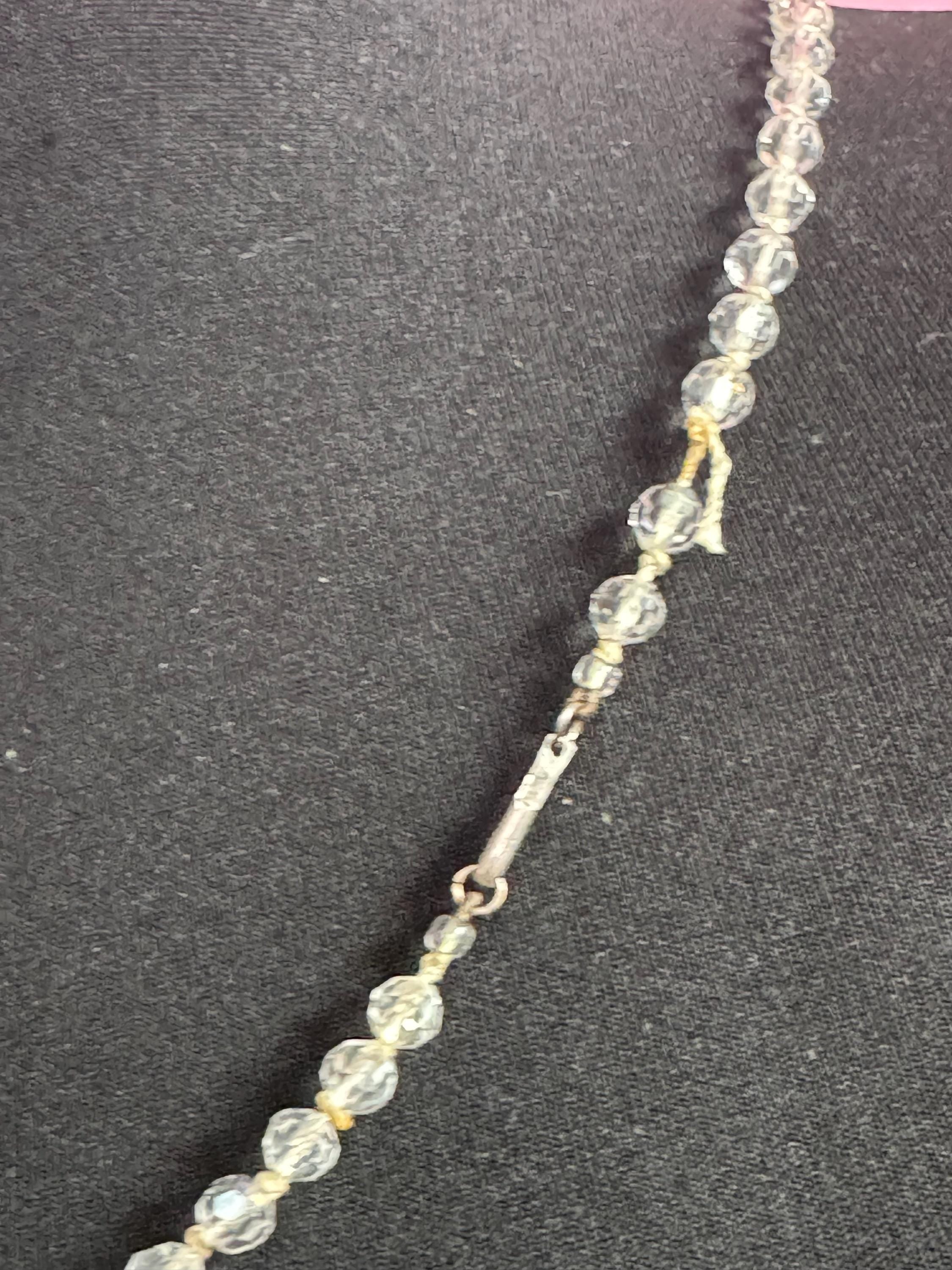Vintage faceted clear crystal round beaded necklace 64cm art deco as found