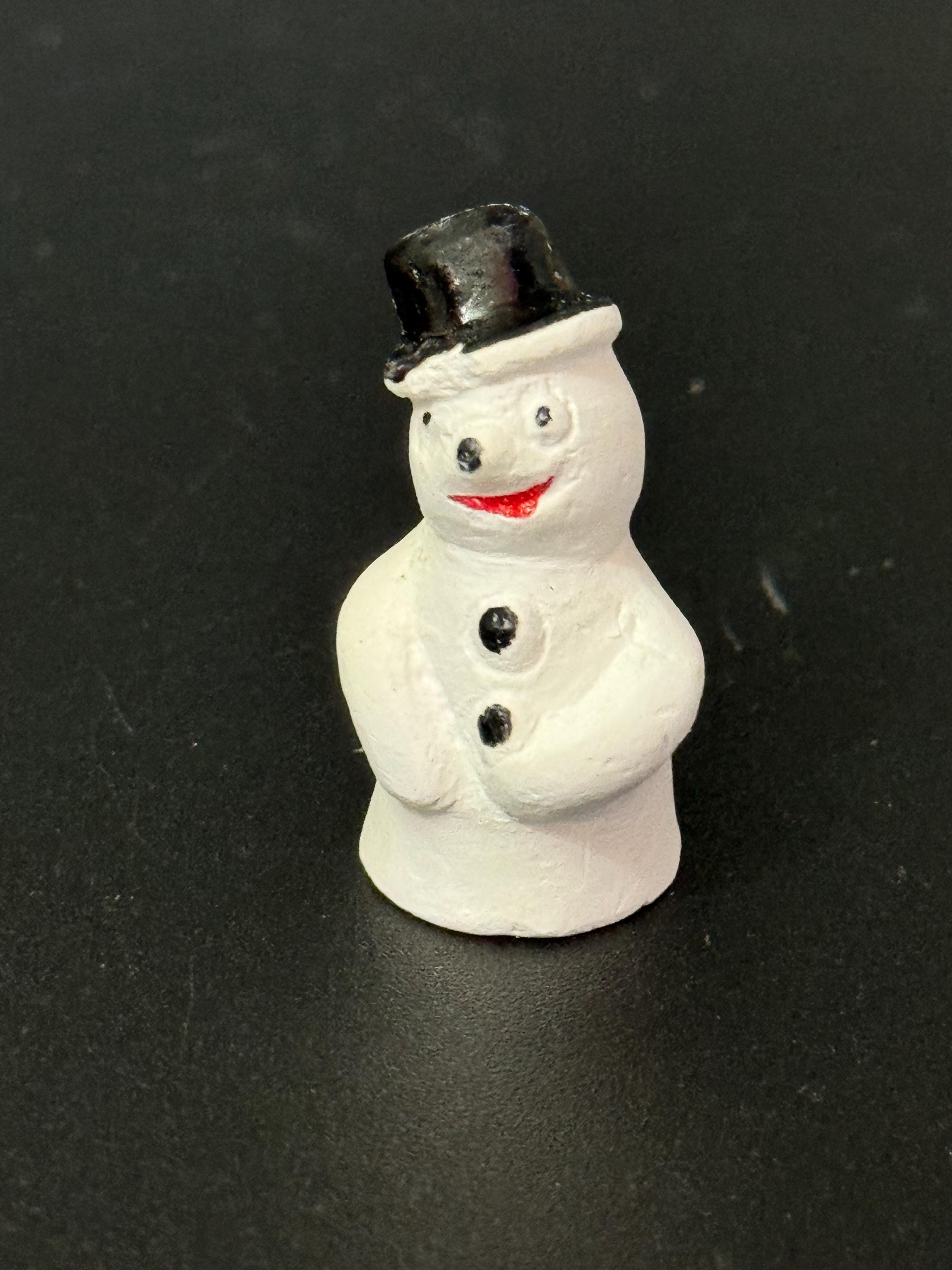 Vintage chalkware SNOWMAN Christmas Xmas Cake topper decoration festive baking plaster