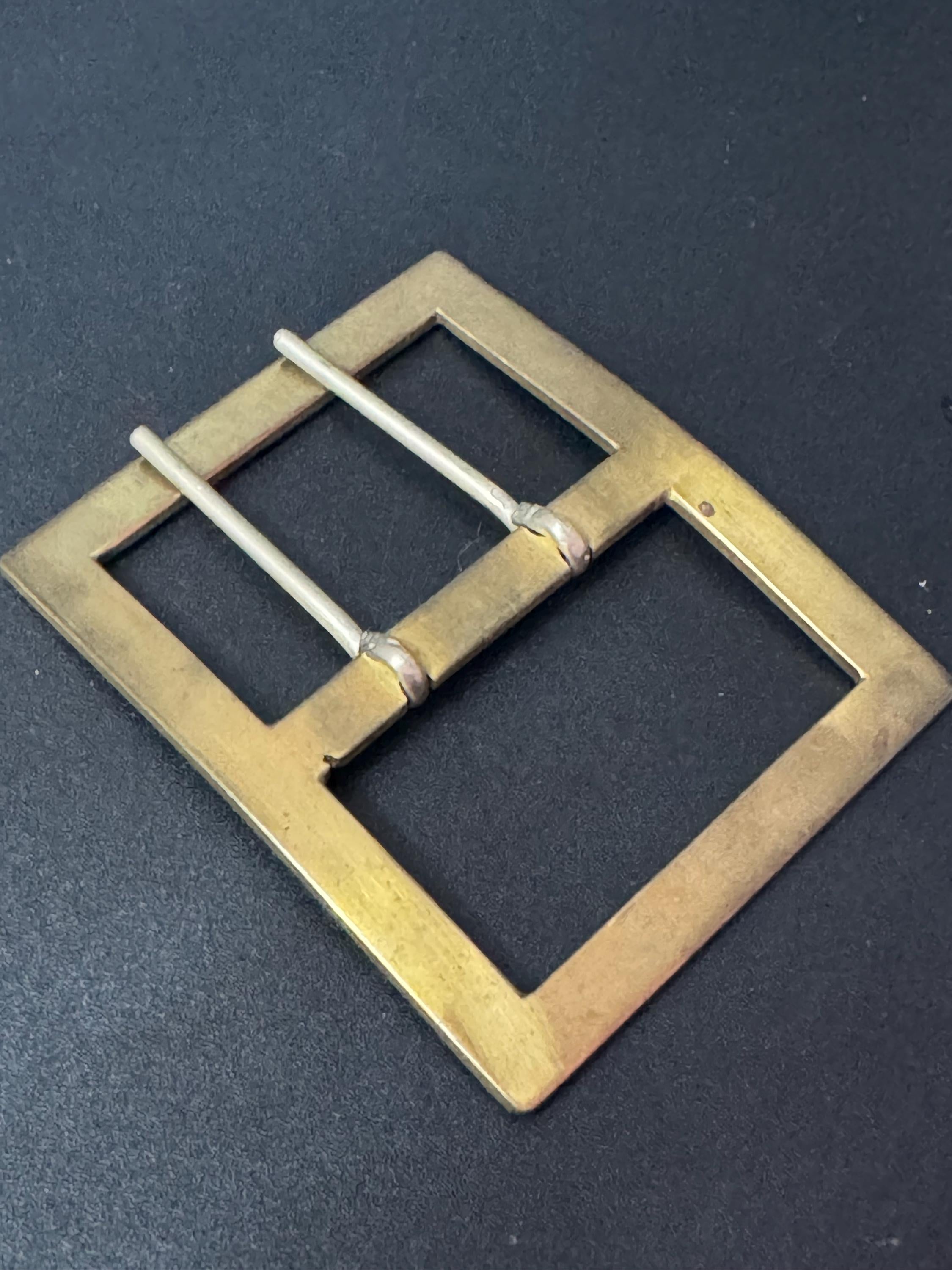 Oversized Antique Vintage gold Tone brass rectangular Belt Buckle Belt Haberdashery
