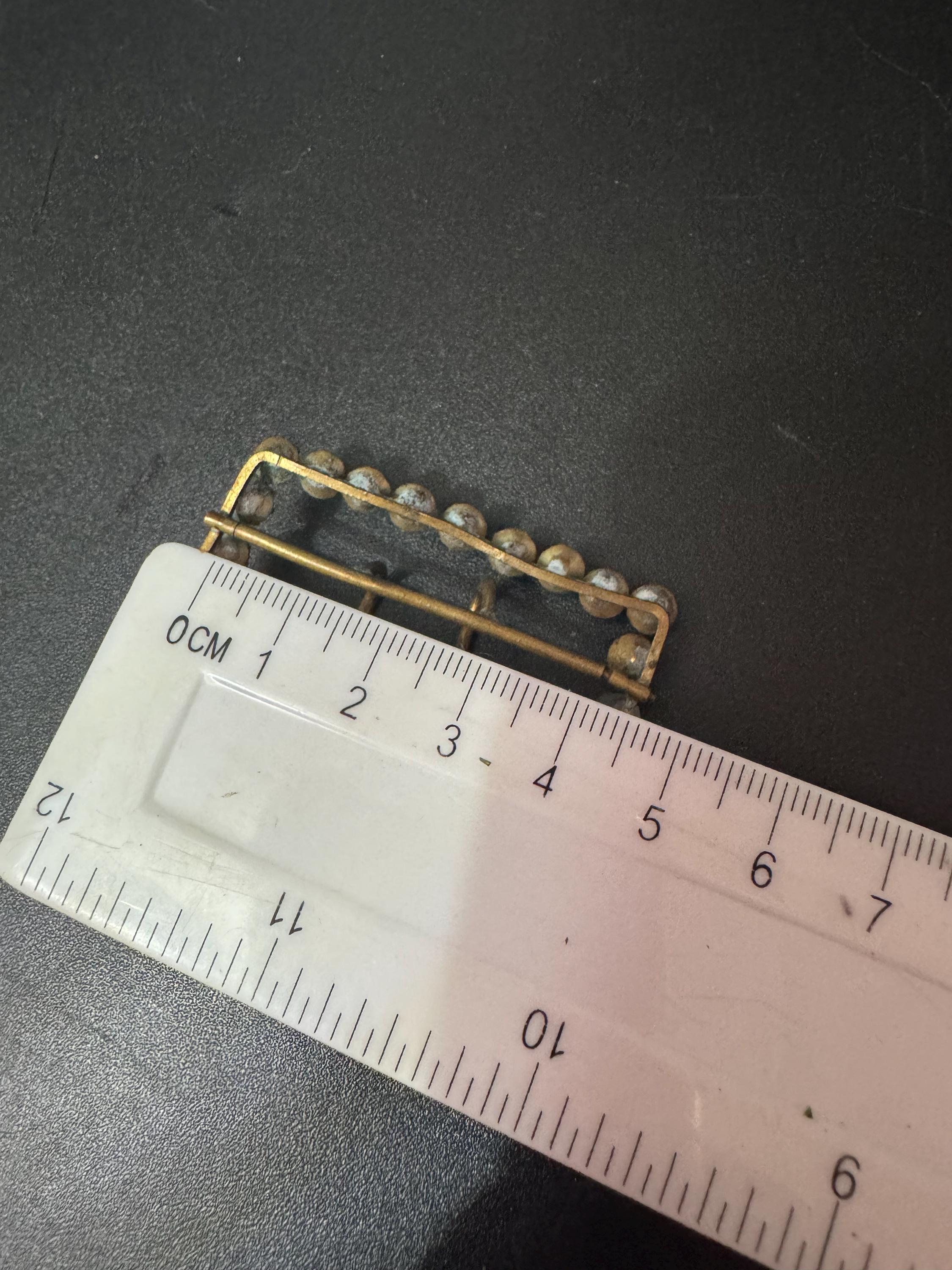 Antique Georgian 1800s 2 prong Claw Set Clear and black Glass Diamanté Belt Buckle