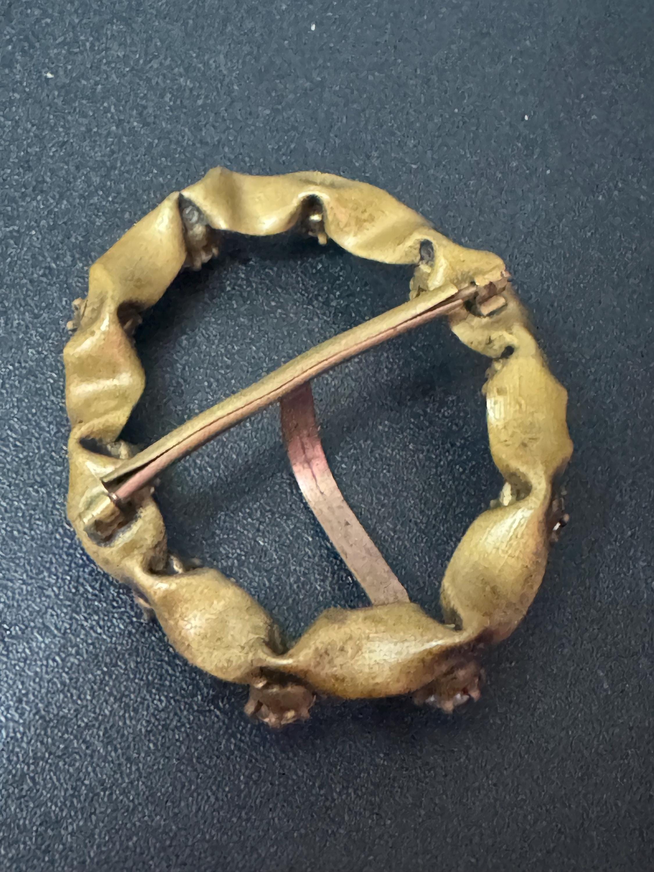 Vintage Belt OVAL one prong diamanté paste gold tone ornate belt Buckle Victorian