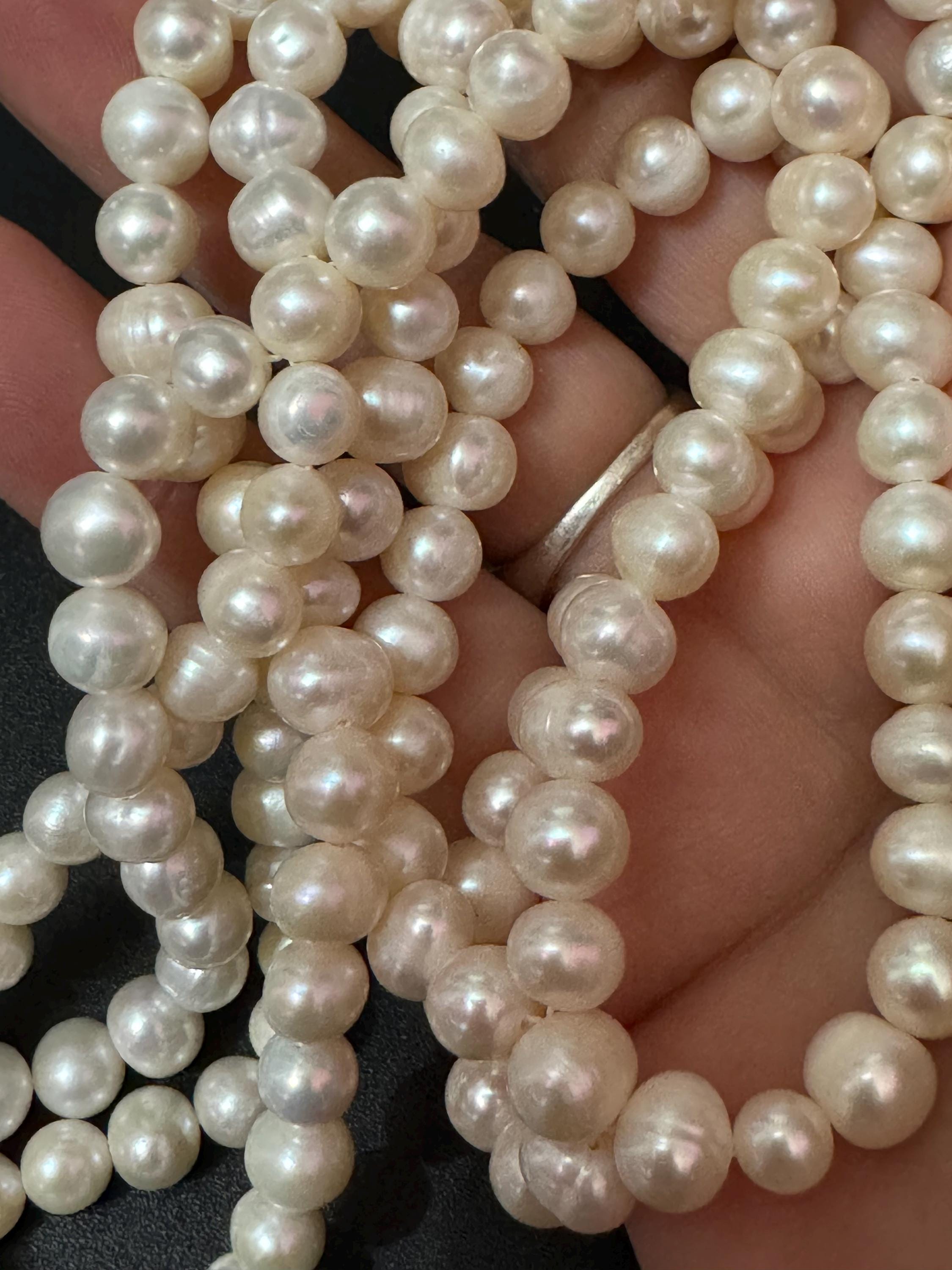 pink peach dyed freshwater pearl beaded  collar necklace 72cm