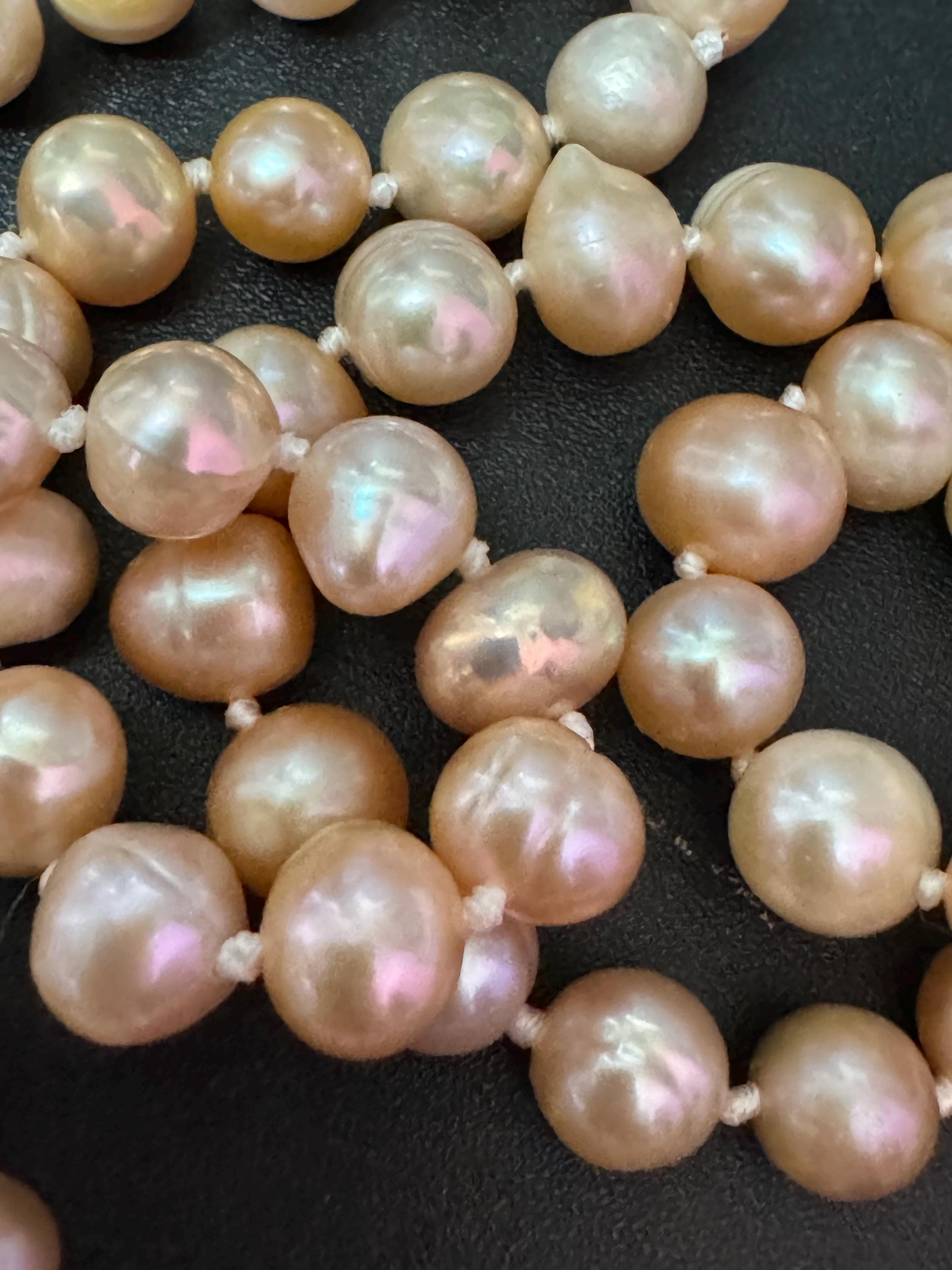 pink peach dyed freshwater pearl beaded  collar necklace 72cm