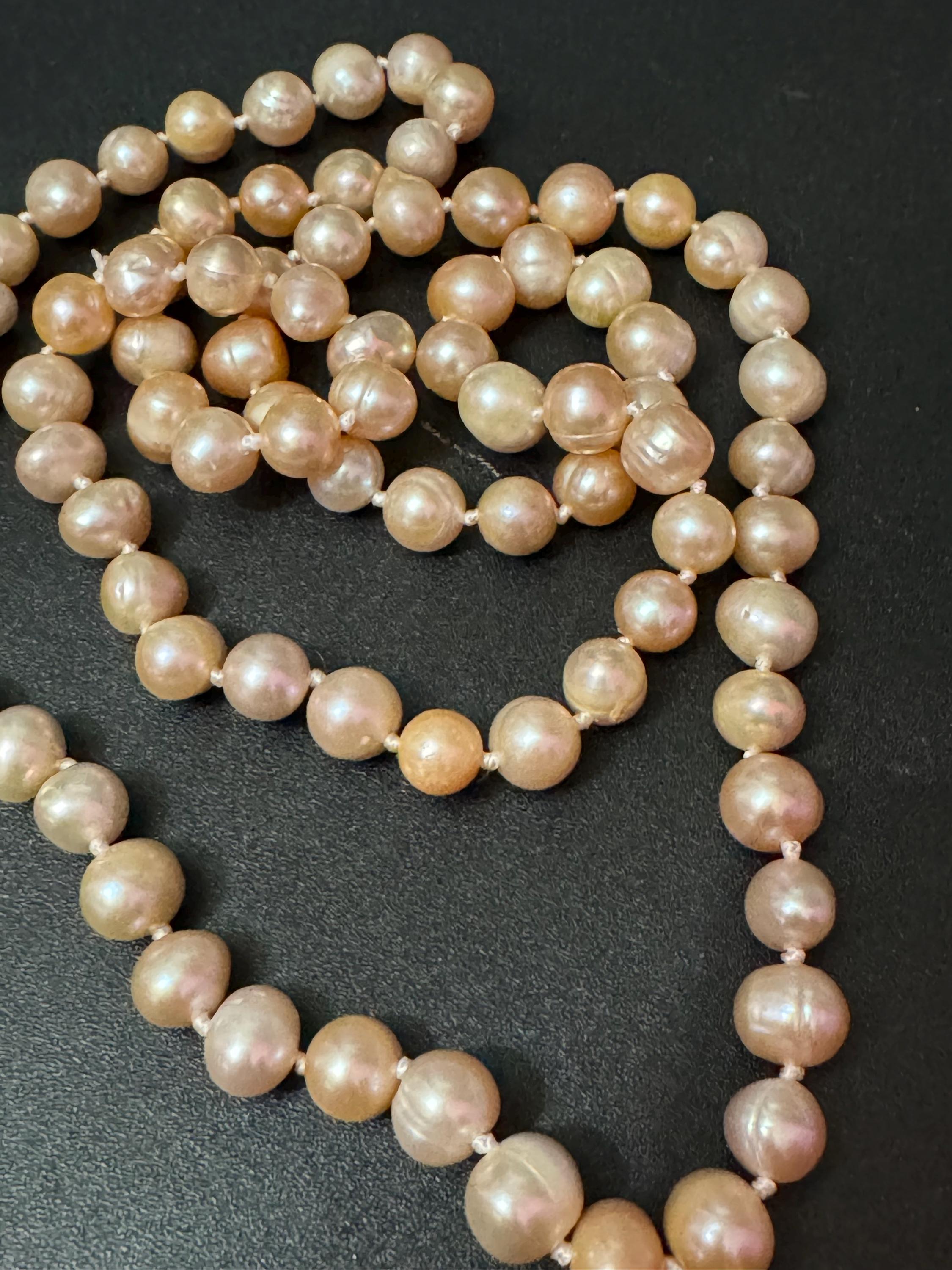 pink peach dyed freshwater pearl beaded  collar necklace 72cm
