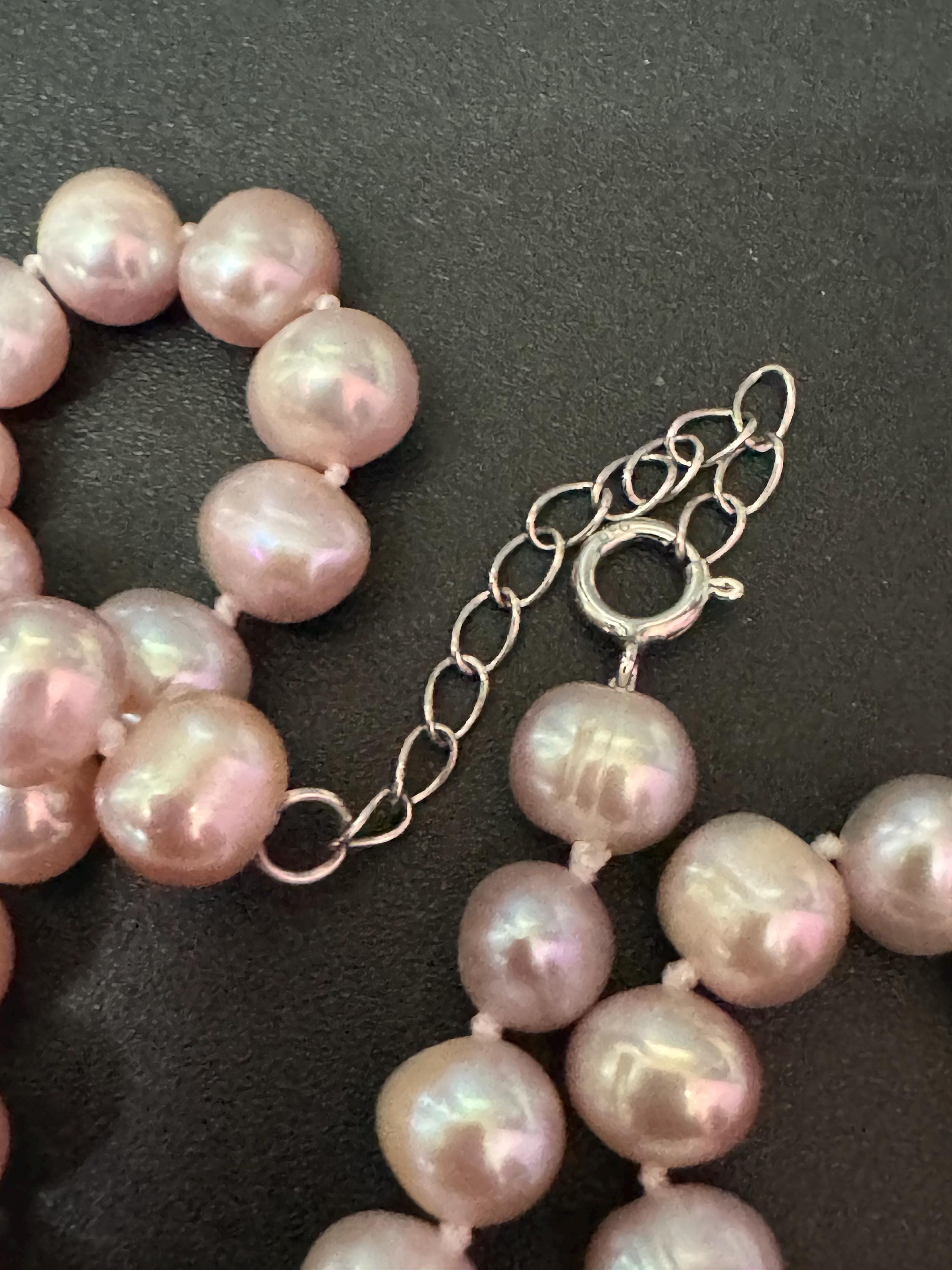 Lilac purple dyed freshwater pearl beaded  collar necklace 42-47cm
