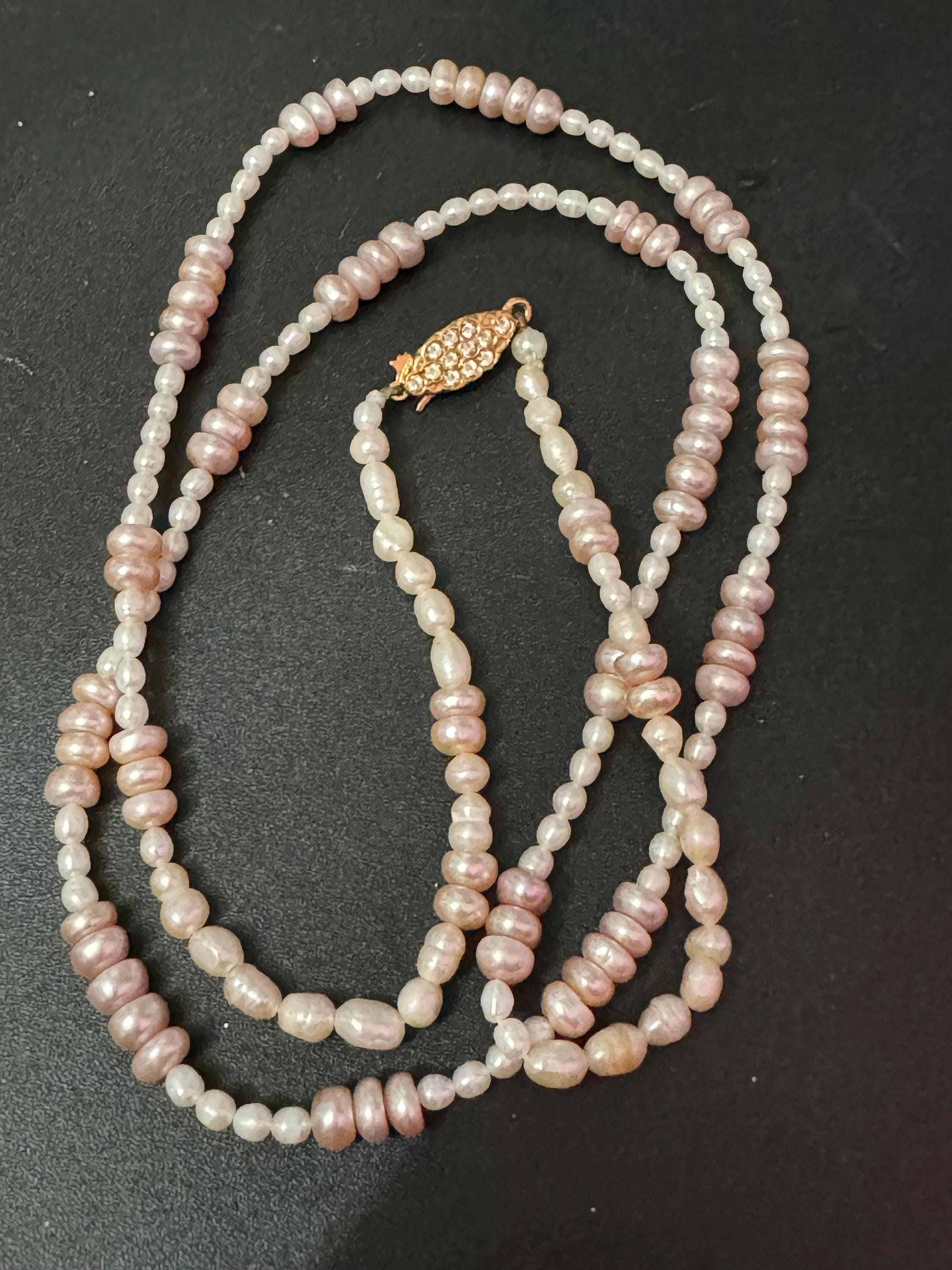 Signed lotus Light pink freshwater pearl long beaded necklace 77cm