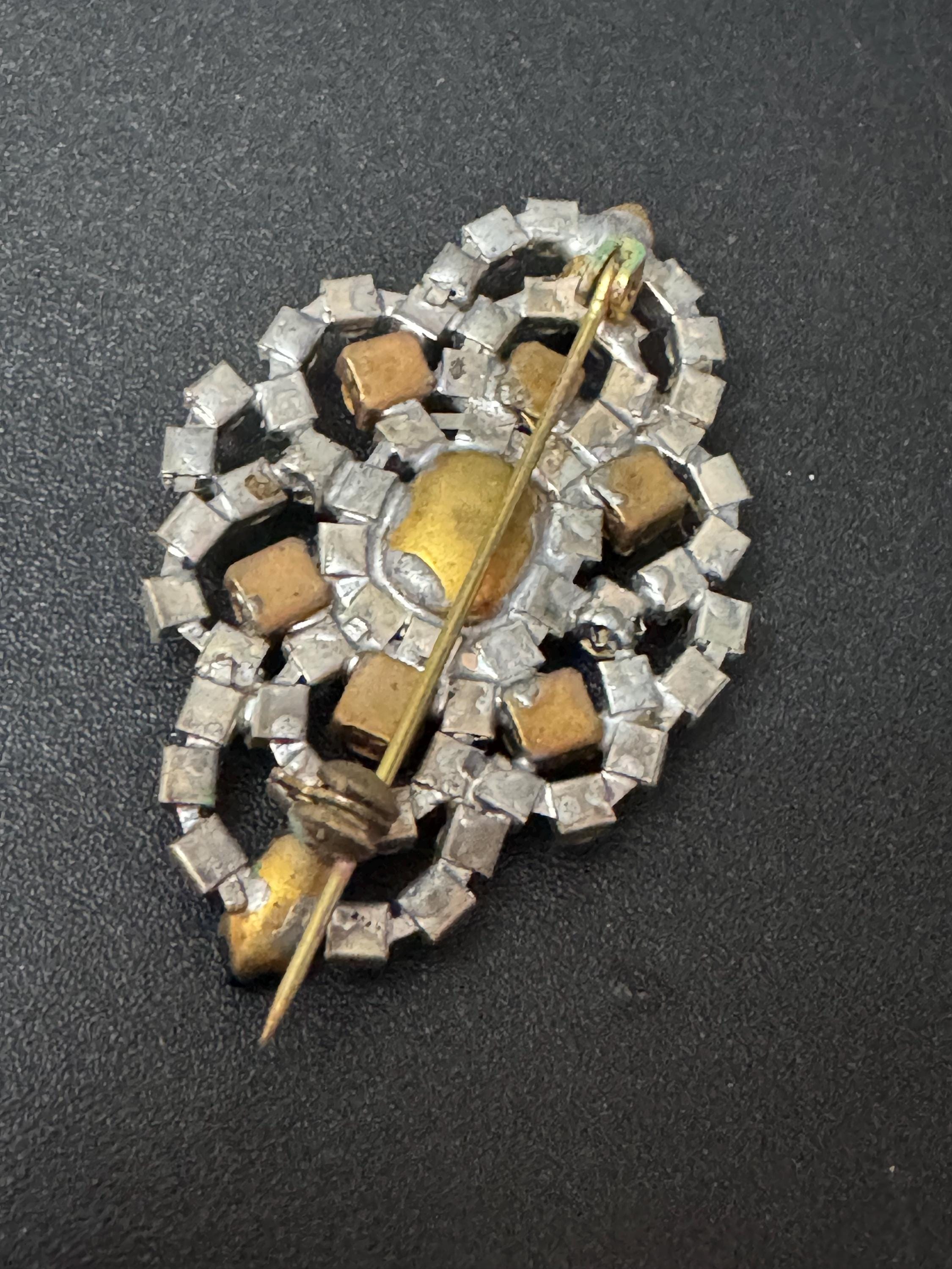 Vintage Monochrome black white clear Rhinestone diamanté paste brooch