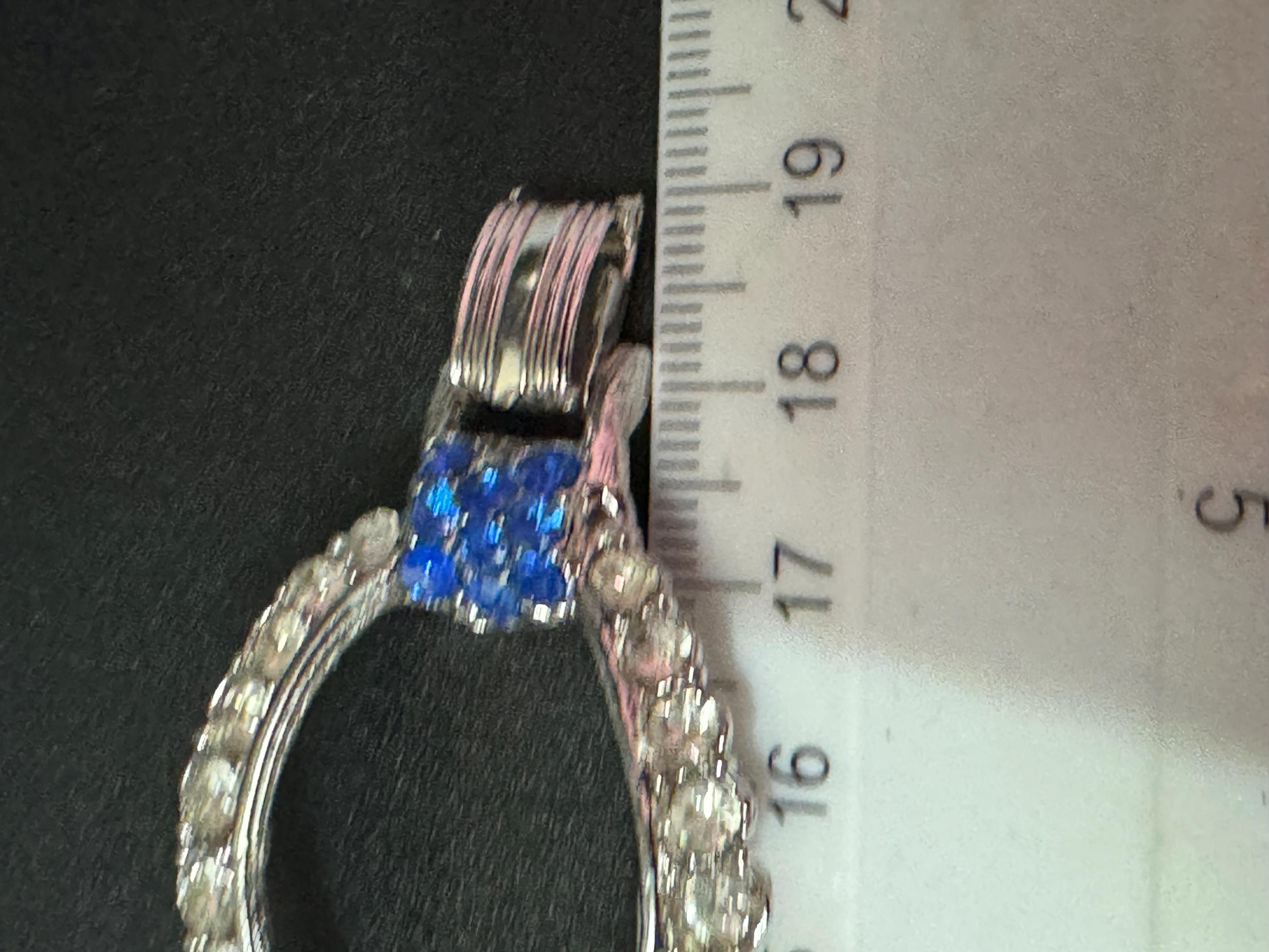 vintage 1980s wide blue and clear Diamanté silver tone crystal set cocktail Bracelet 18.5 x 3cm