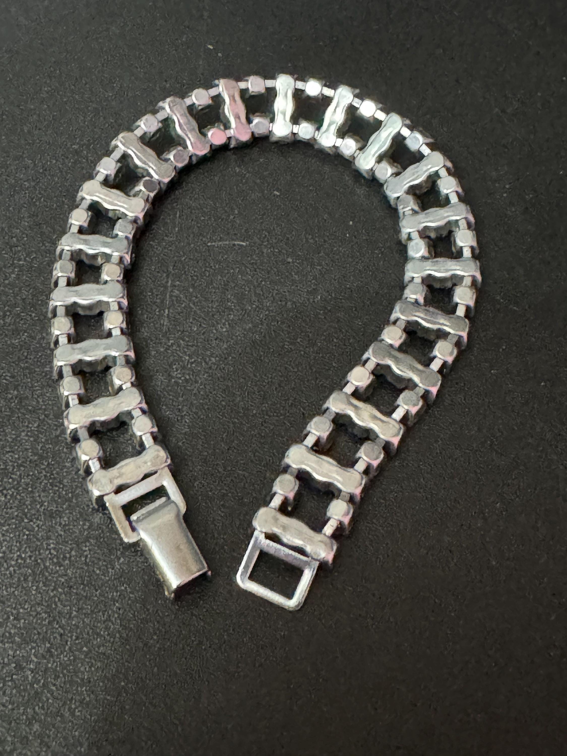 Vintage clear Diamanté silver tone rhinestone set cocktail Bracelet