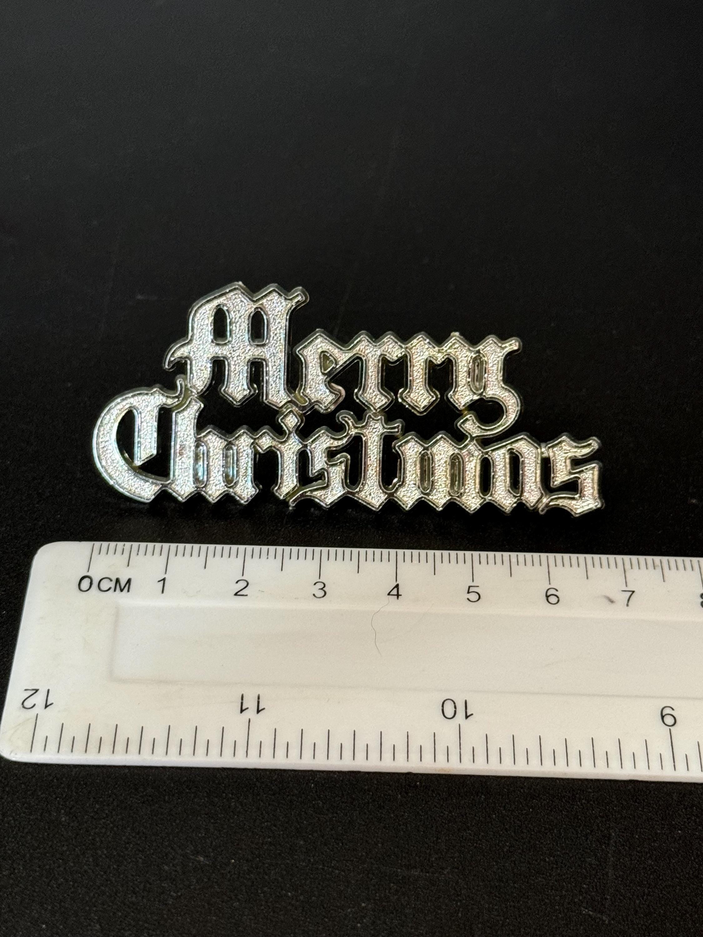 Stand up MERRY CHRISTMAS silver plastic cake topper decoration home baking sign
