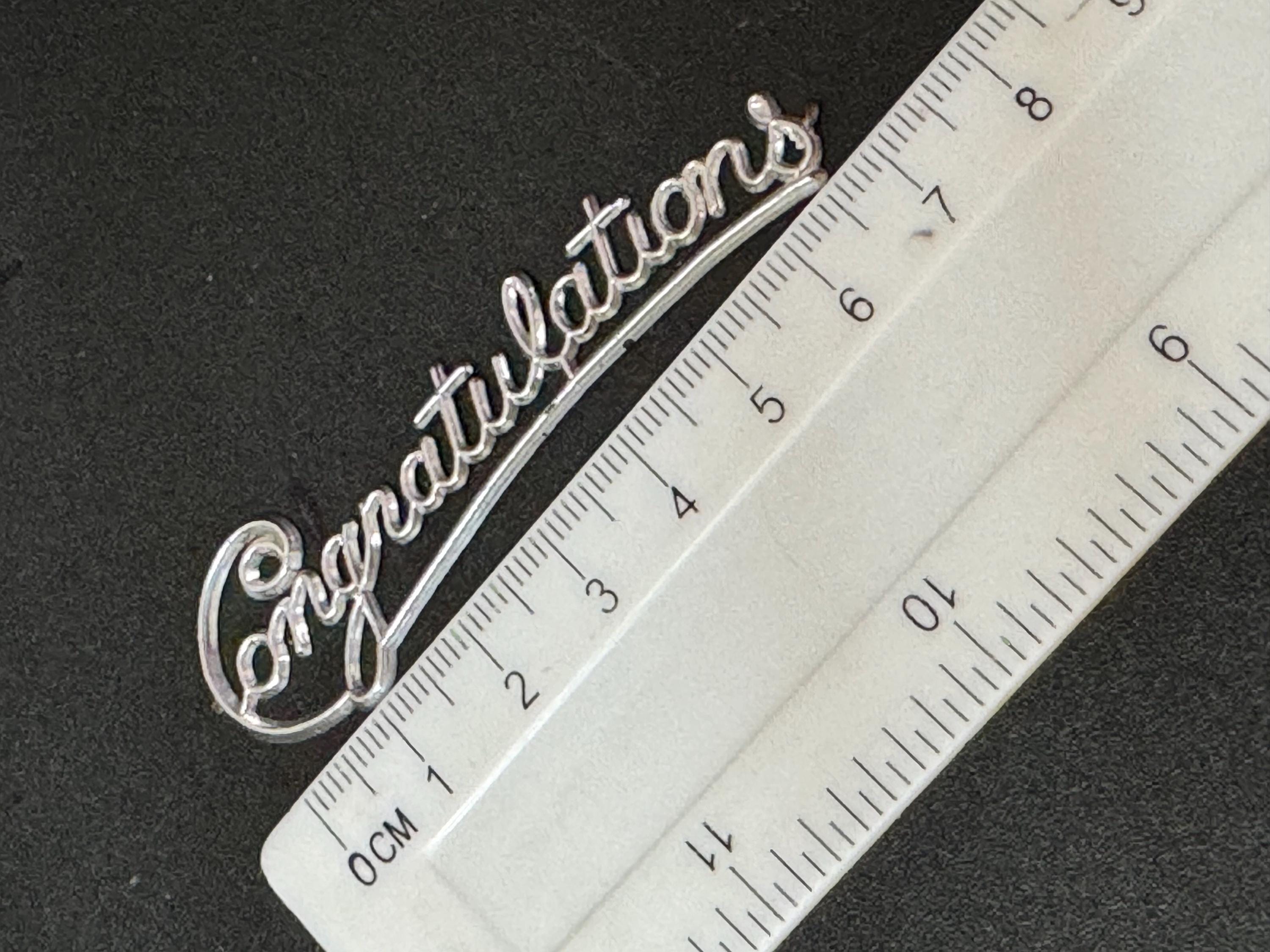Retro silver congratulations cake topper decoration reusable plastic