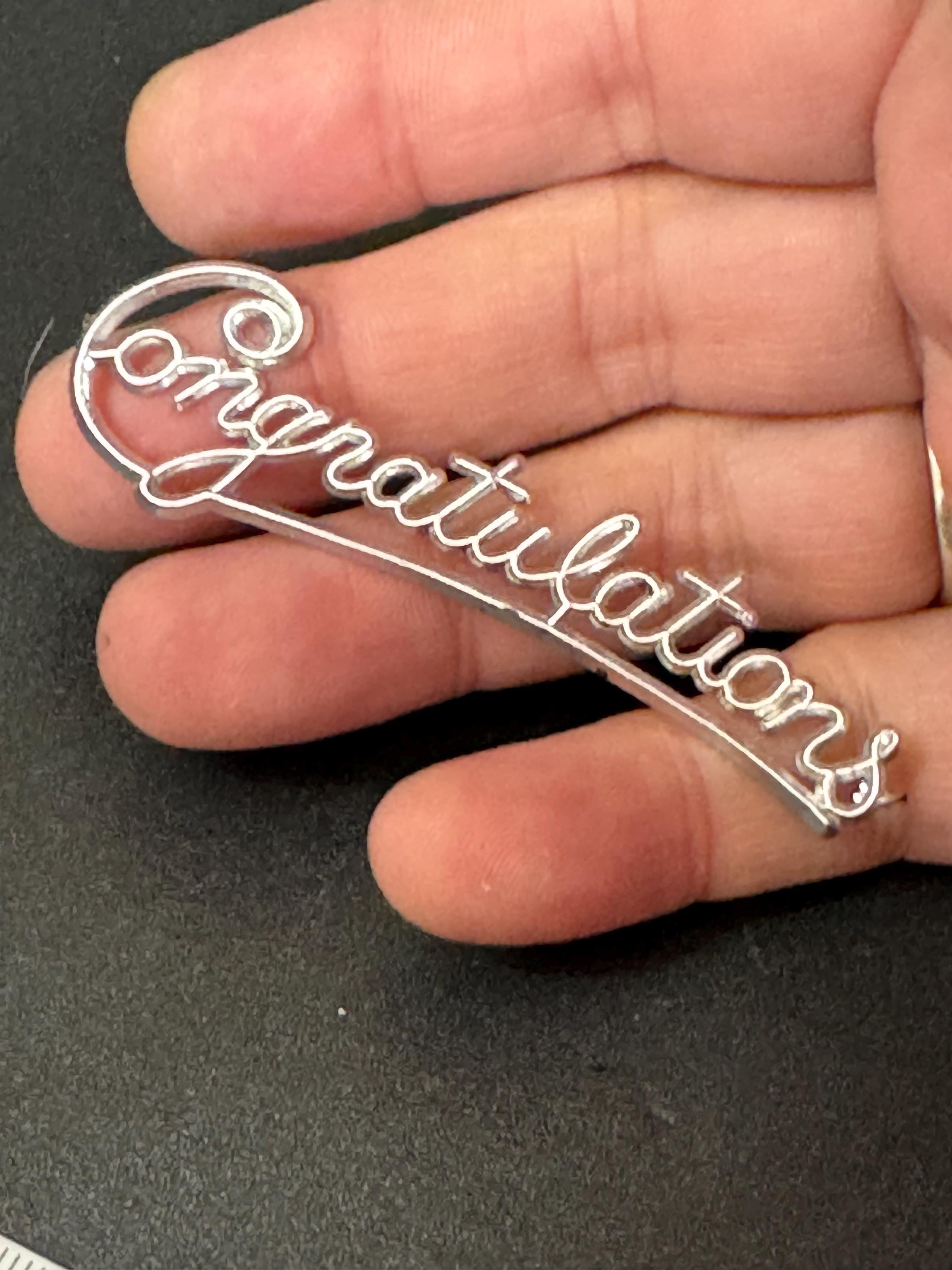 Retro silver congratulations cake topper decoration reusable plastic
