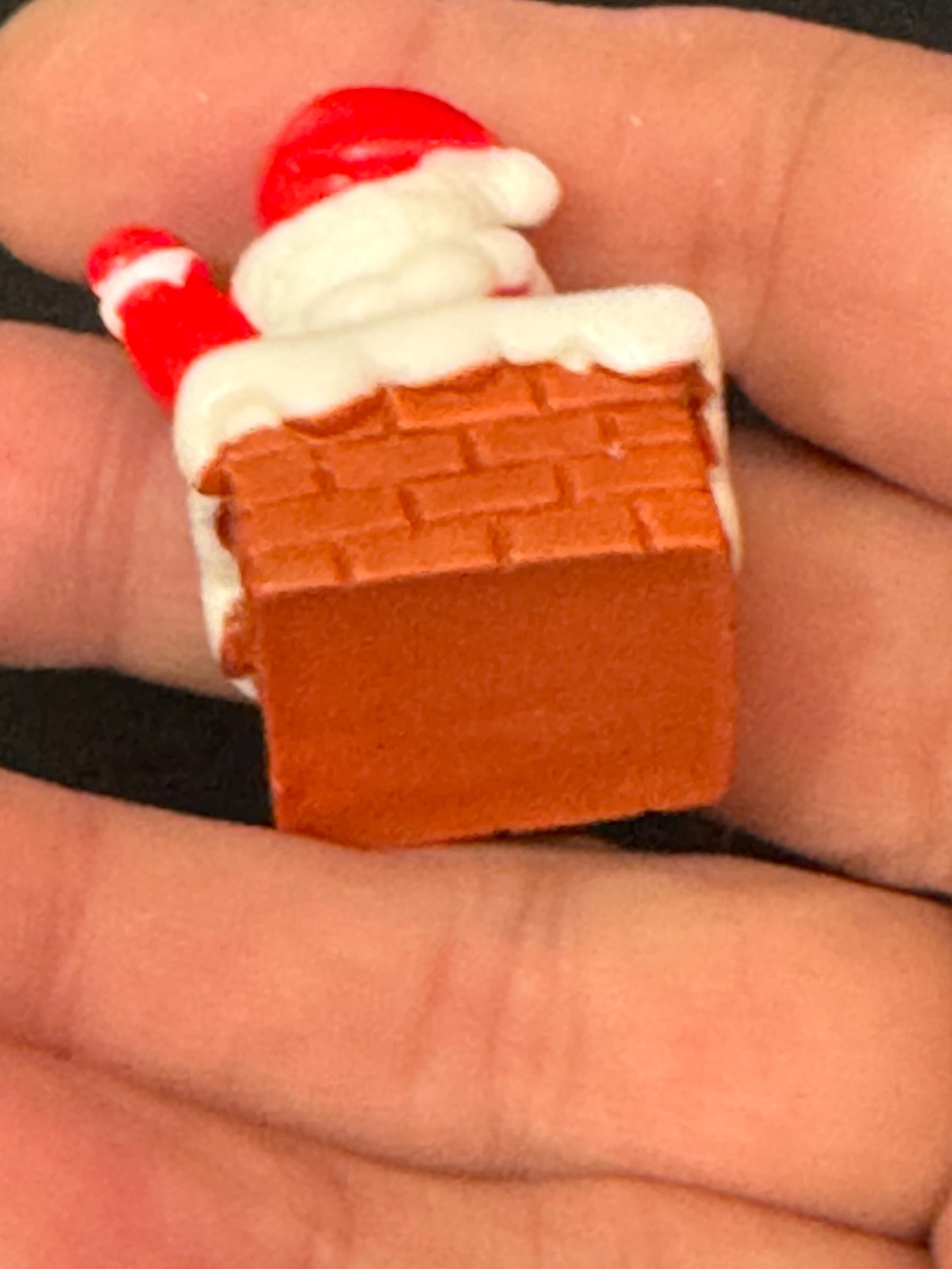 Mini Father Christmas,  Santa in chimney Christmas cake topper decoration