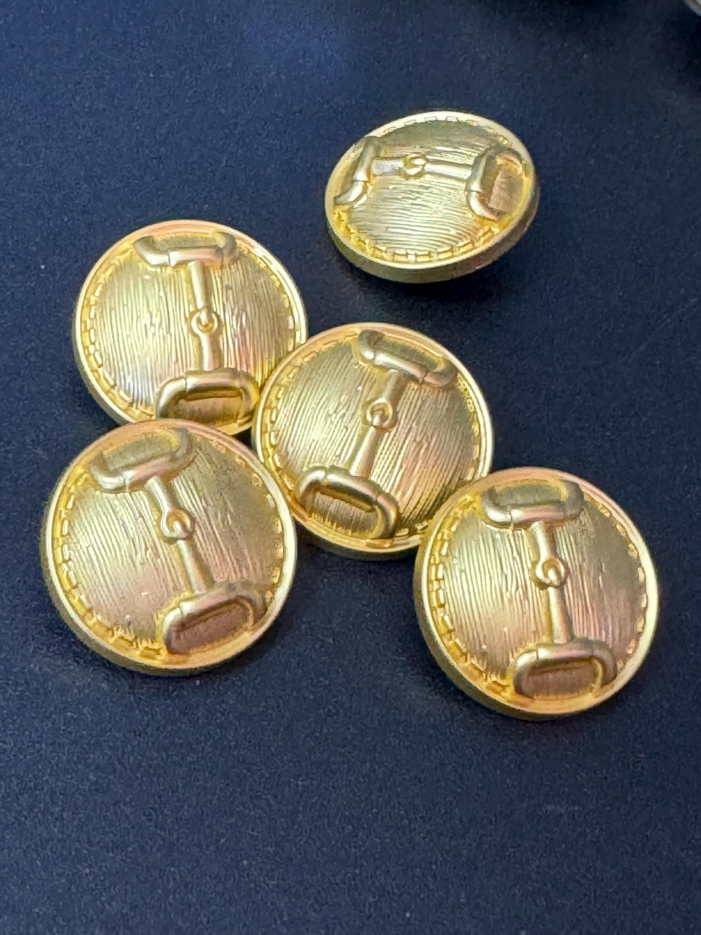 23mm Set of 5 bright Gold metal snaffle horse bit metal domed buttons