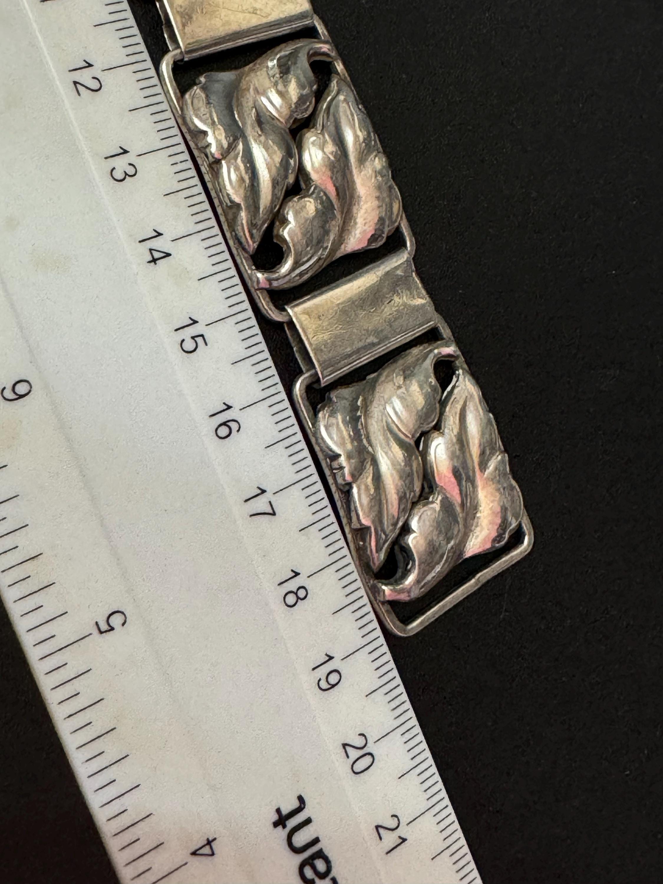 Danish 830 solid Silver wide panel bracelet 19cm x 2.4cm 34.9 grams Scandinavian signed AOJ