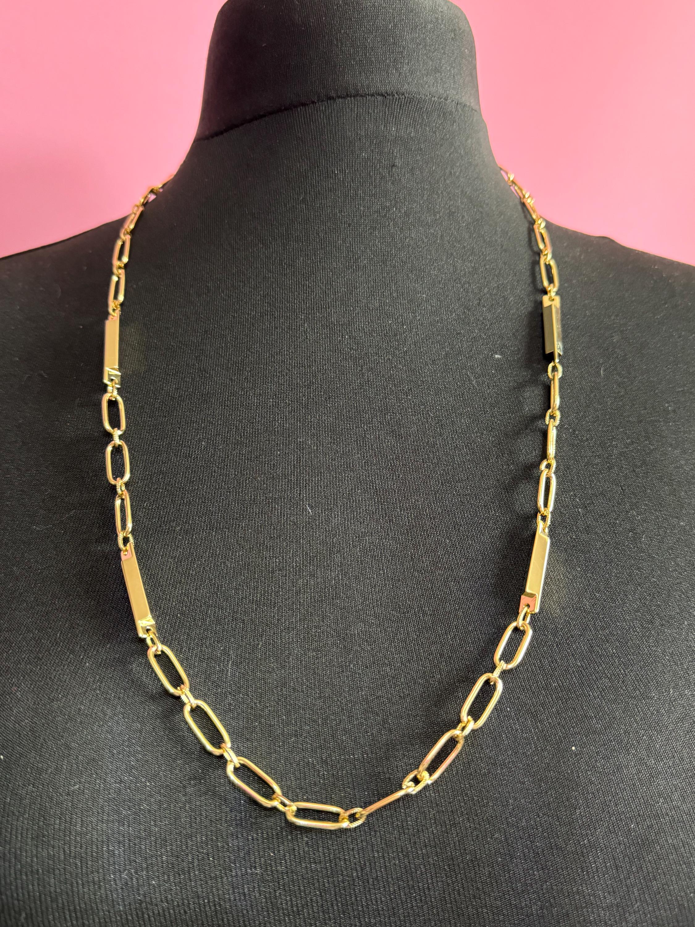 23” 76cm long 1980s gold tone fancy link station necklace for layering