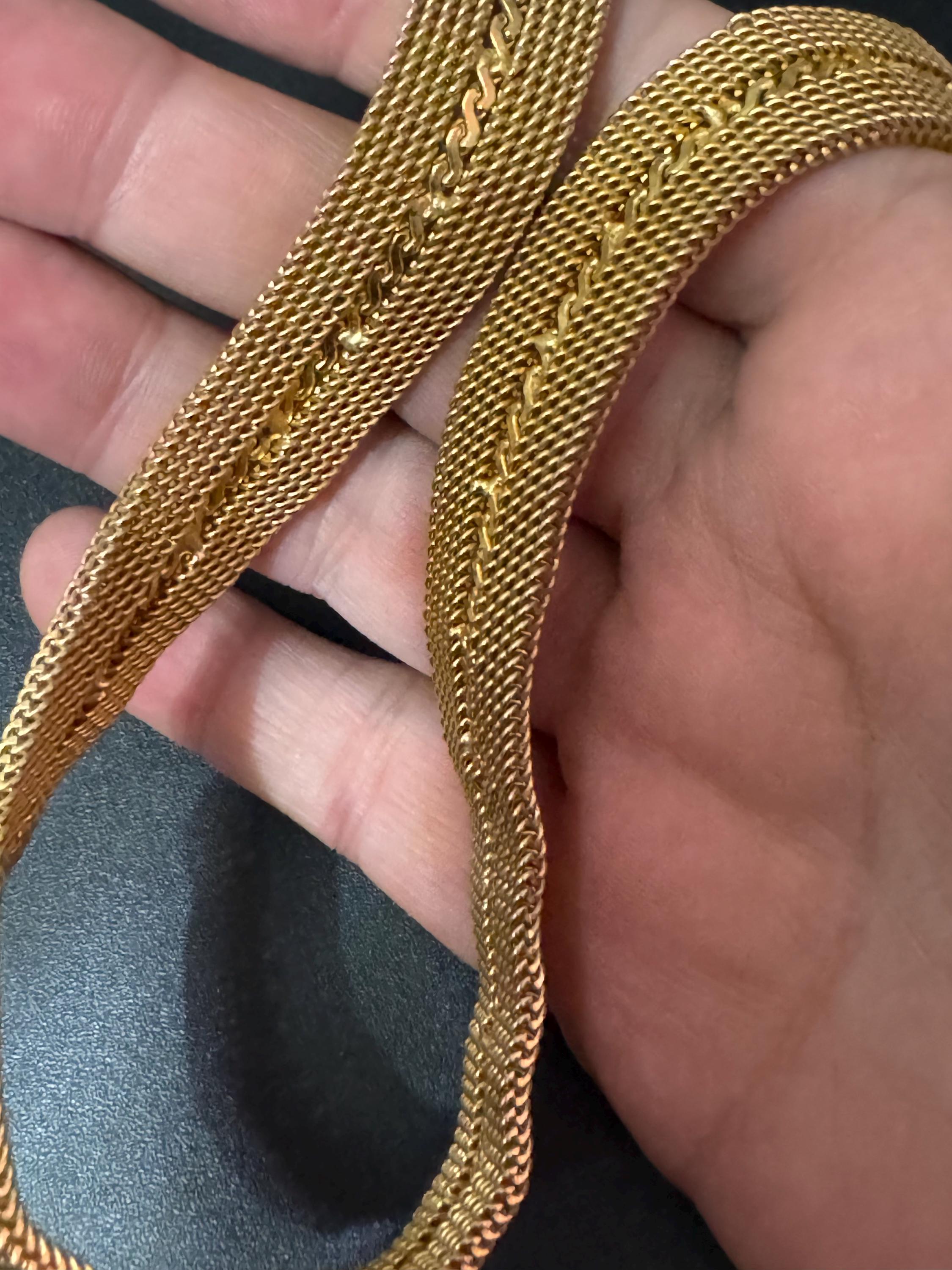 vintage modernist mesh gold choker necklace Vintage 1960s Gold plated serpentine detail