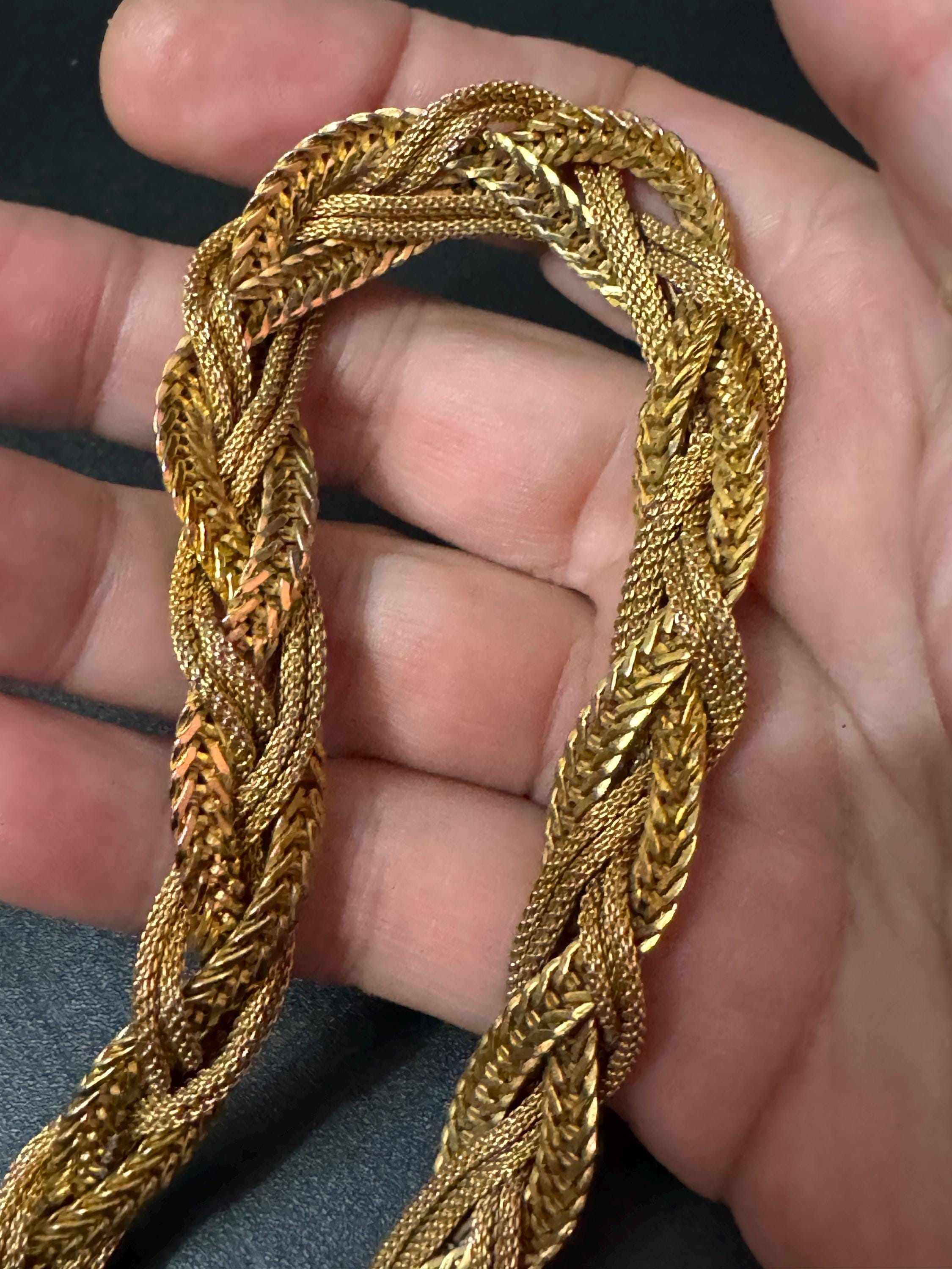 Vintage gold tone wide woven choker Collar necklace 44cm x 1.4cm