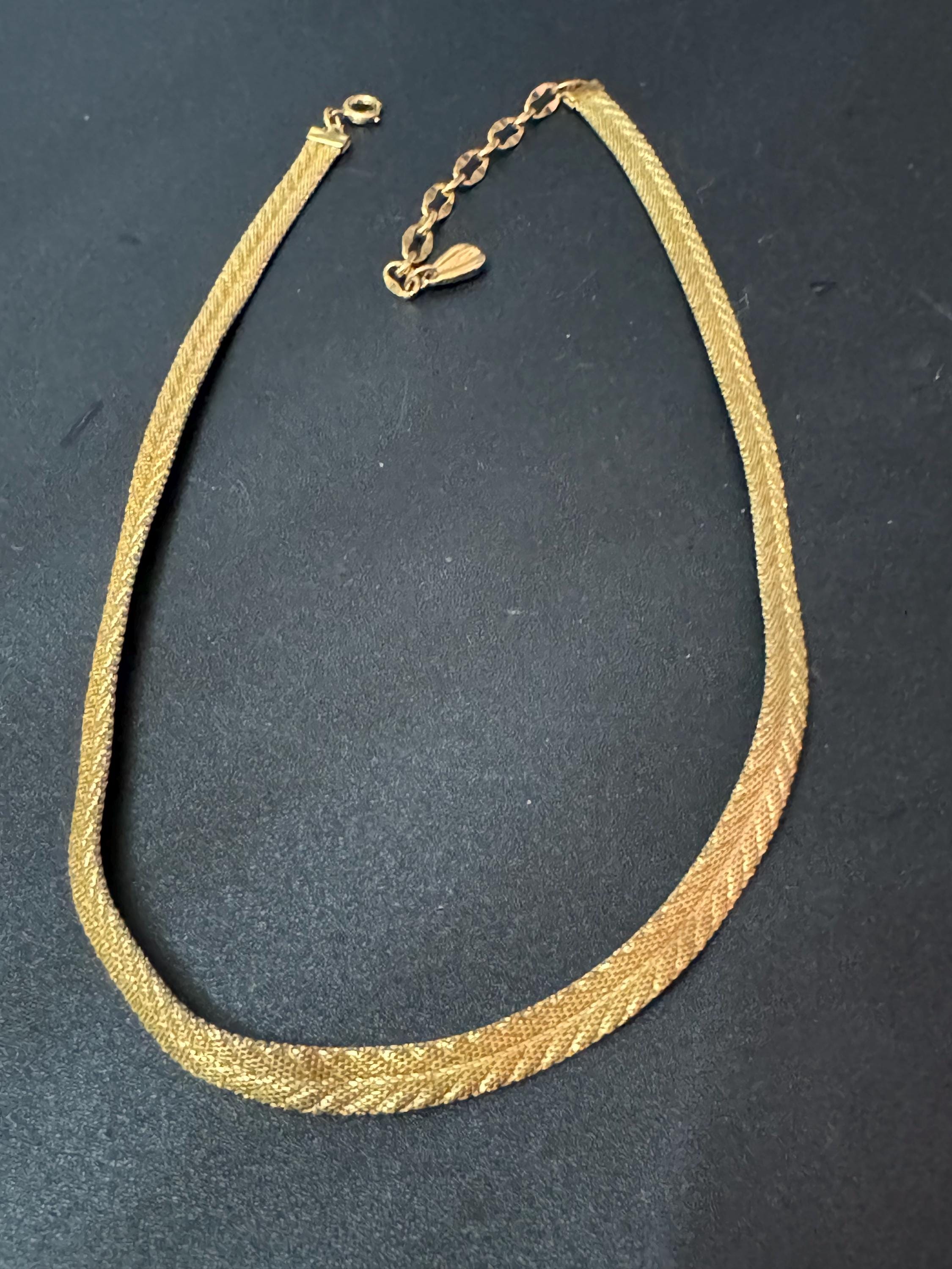 vintage modernist fine mesh gold choker necklace Vintage 1960s 40-46cm