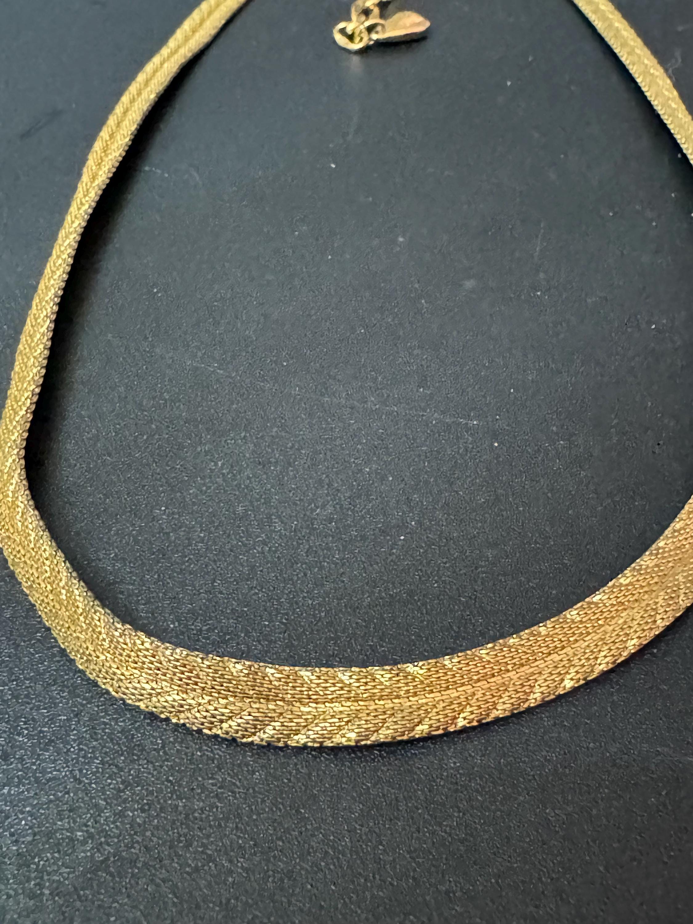vintage modernist fine mesh gold choker necklace Vintage 1960s 40-46cm