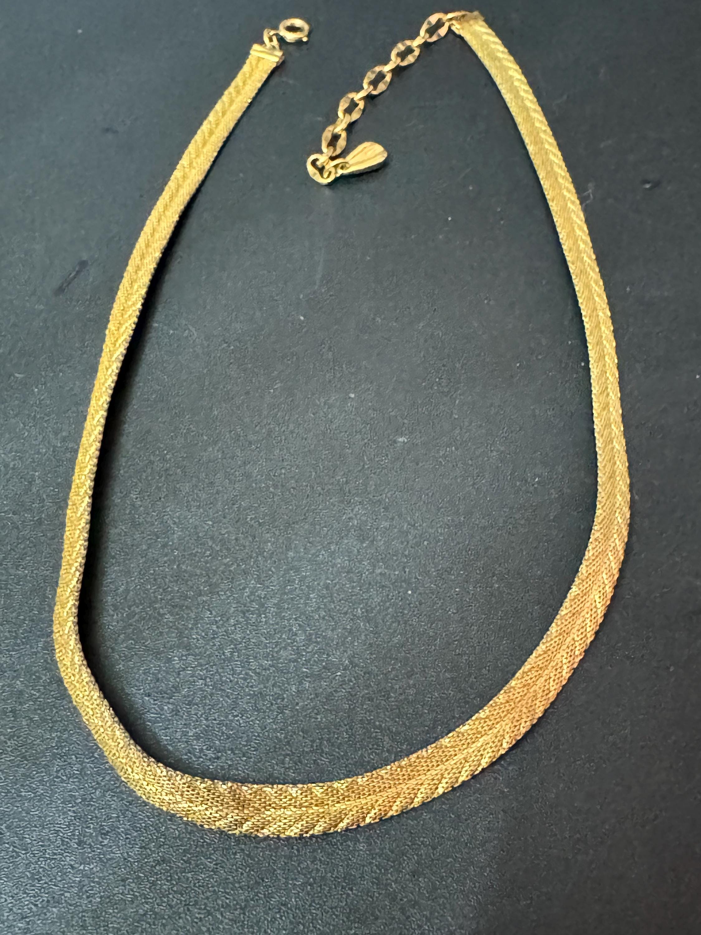 vintage modernist fine mesh gold choker necklace Vintage 1960s 40-46cm