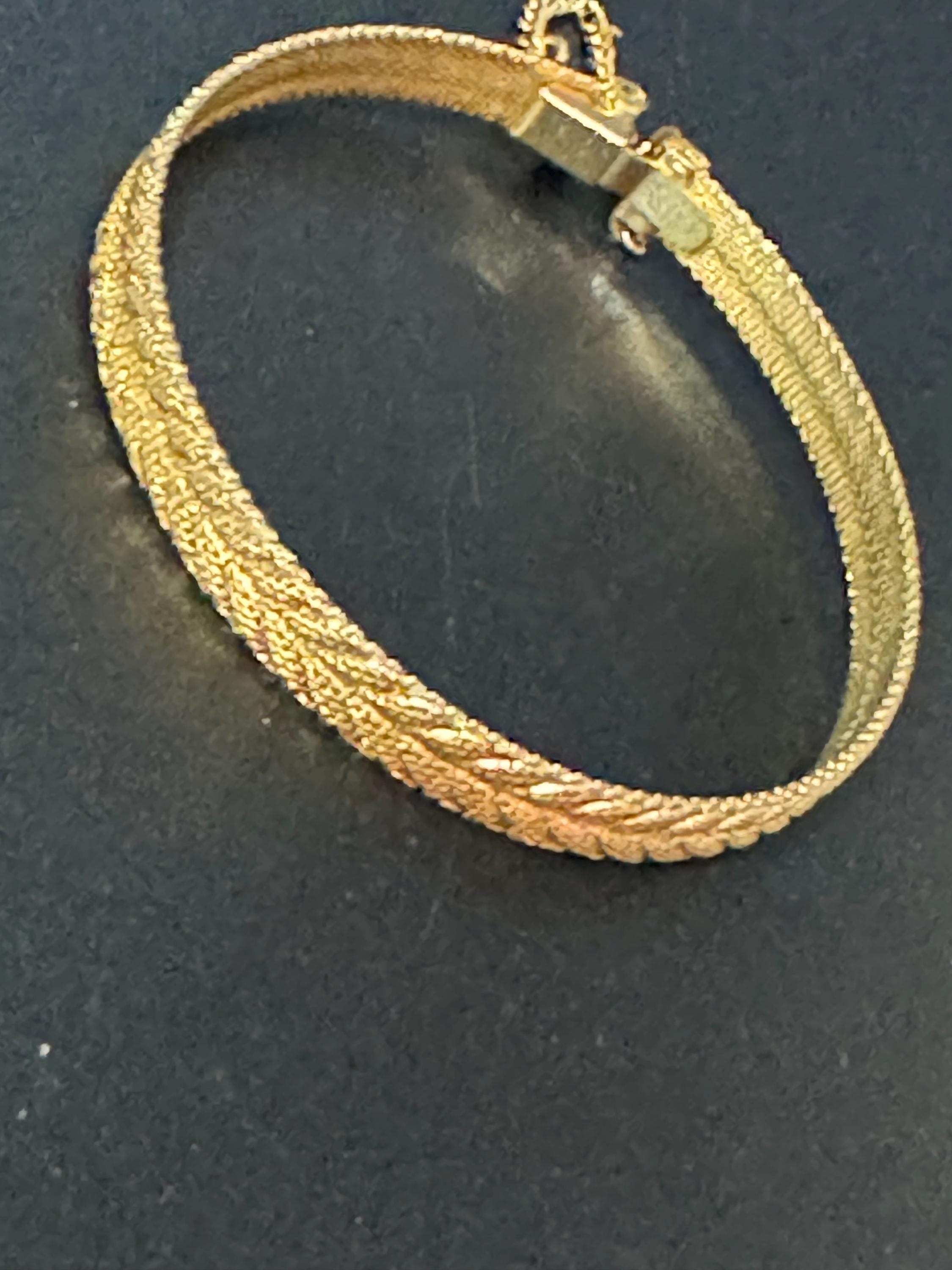 Vintage gold plated modernist slim flat mesh bangle bracelet 18.5 x 6mm