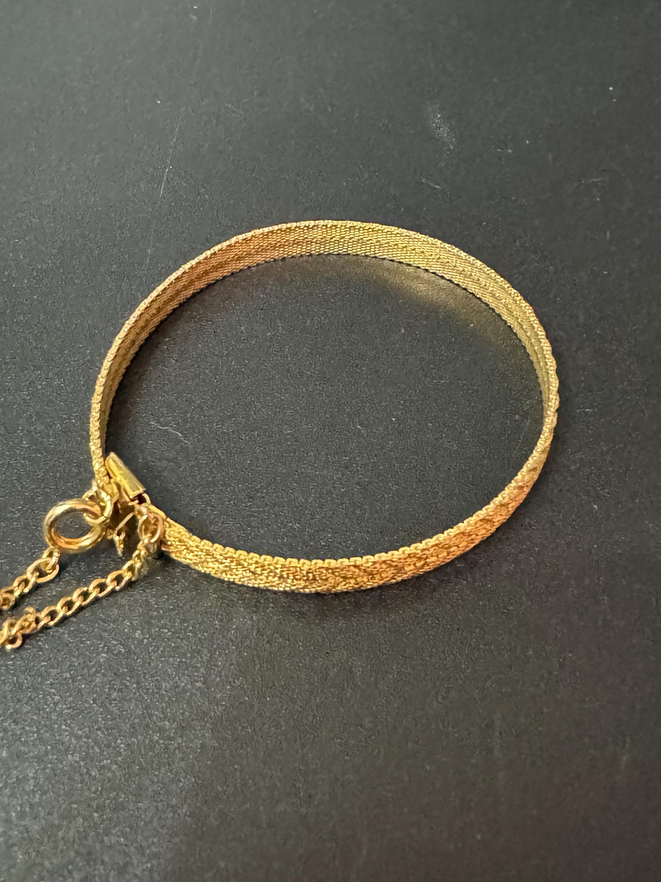 Vintage gold plated modernist slim flat mesh bangle bracelet 18.5 x 6mm