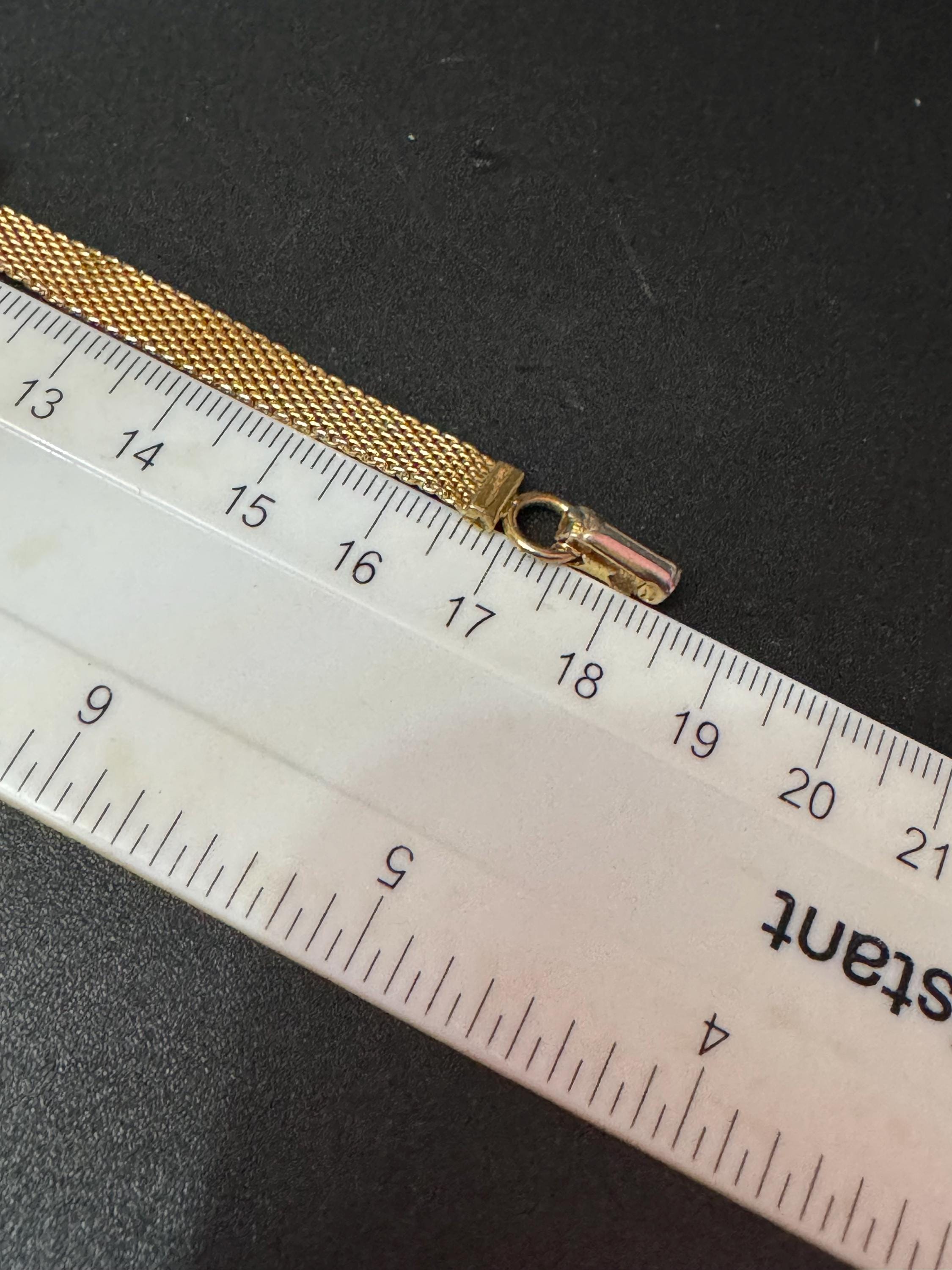 Vintage gold plated modernist slim flat mesh bow bracelet 18.5 x 7mm