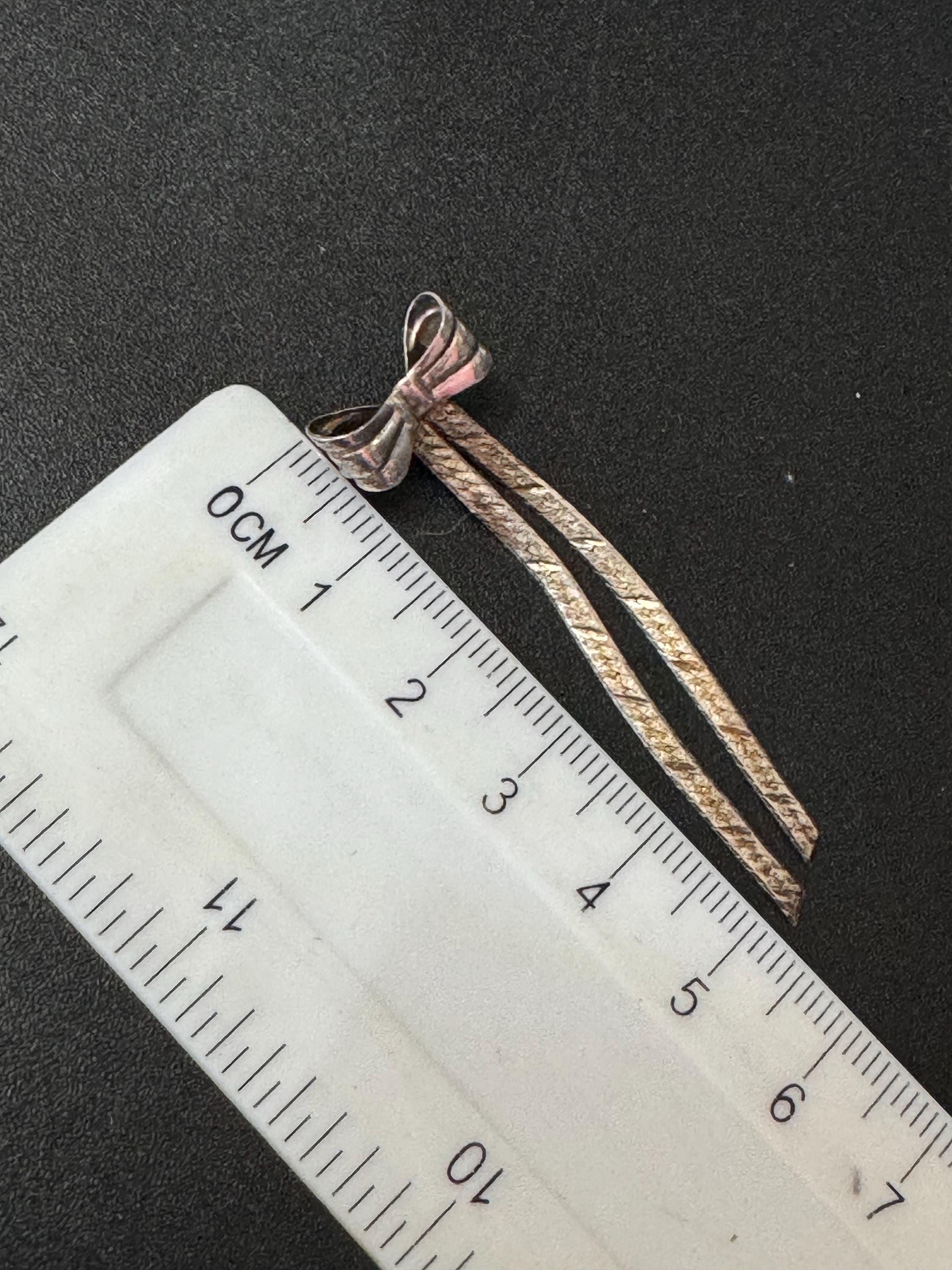 vintage italian sterling 925 silver dainty bow brooch 5cm