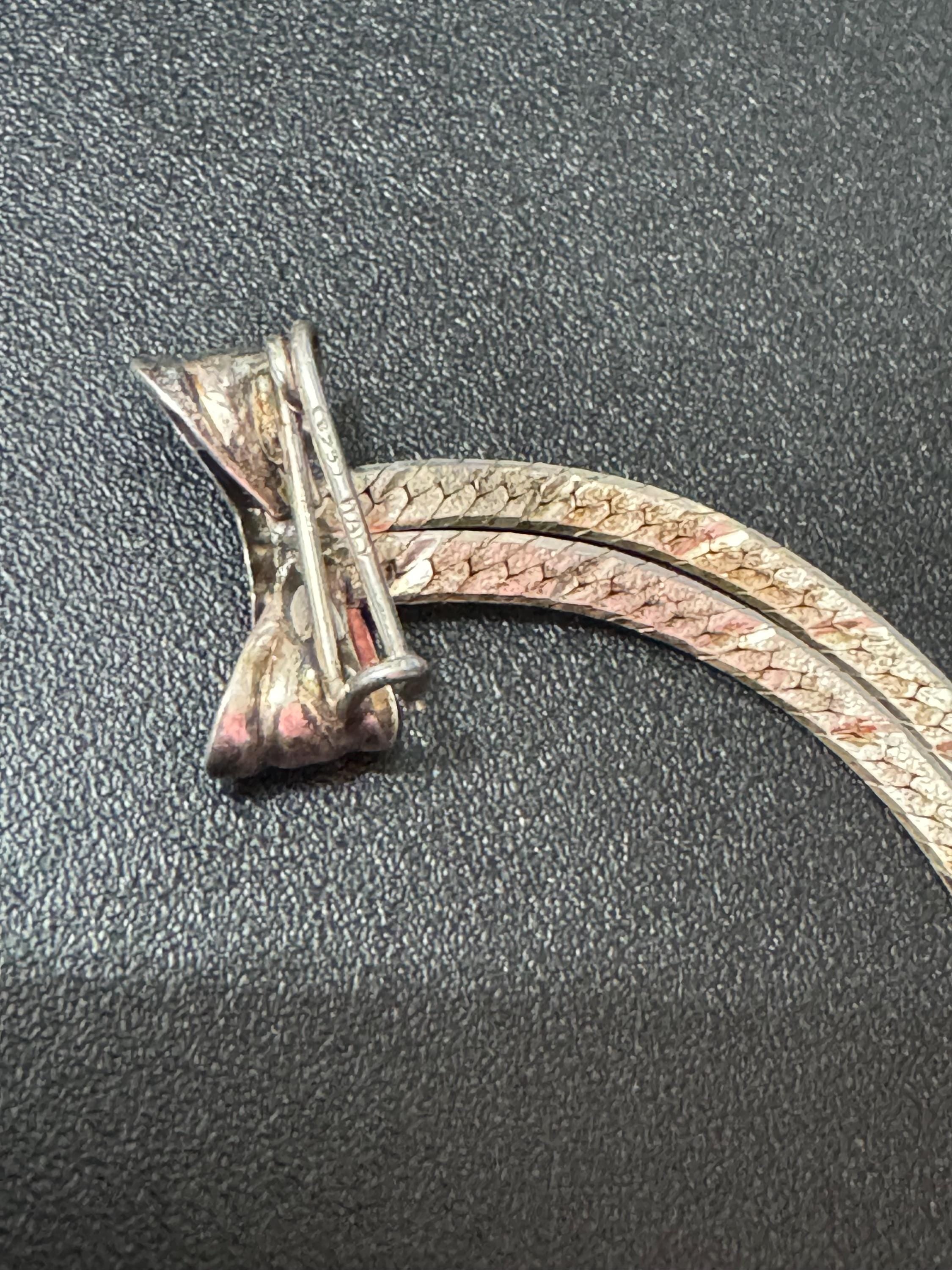 vintage italian sterling 925 silver dainty bow brooch 5cm