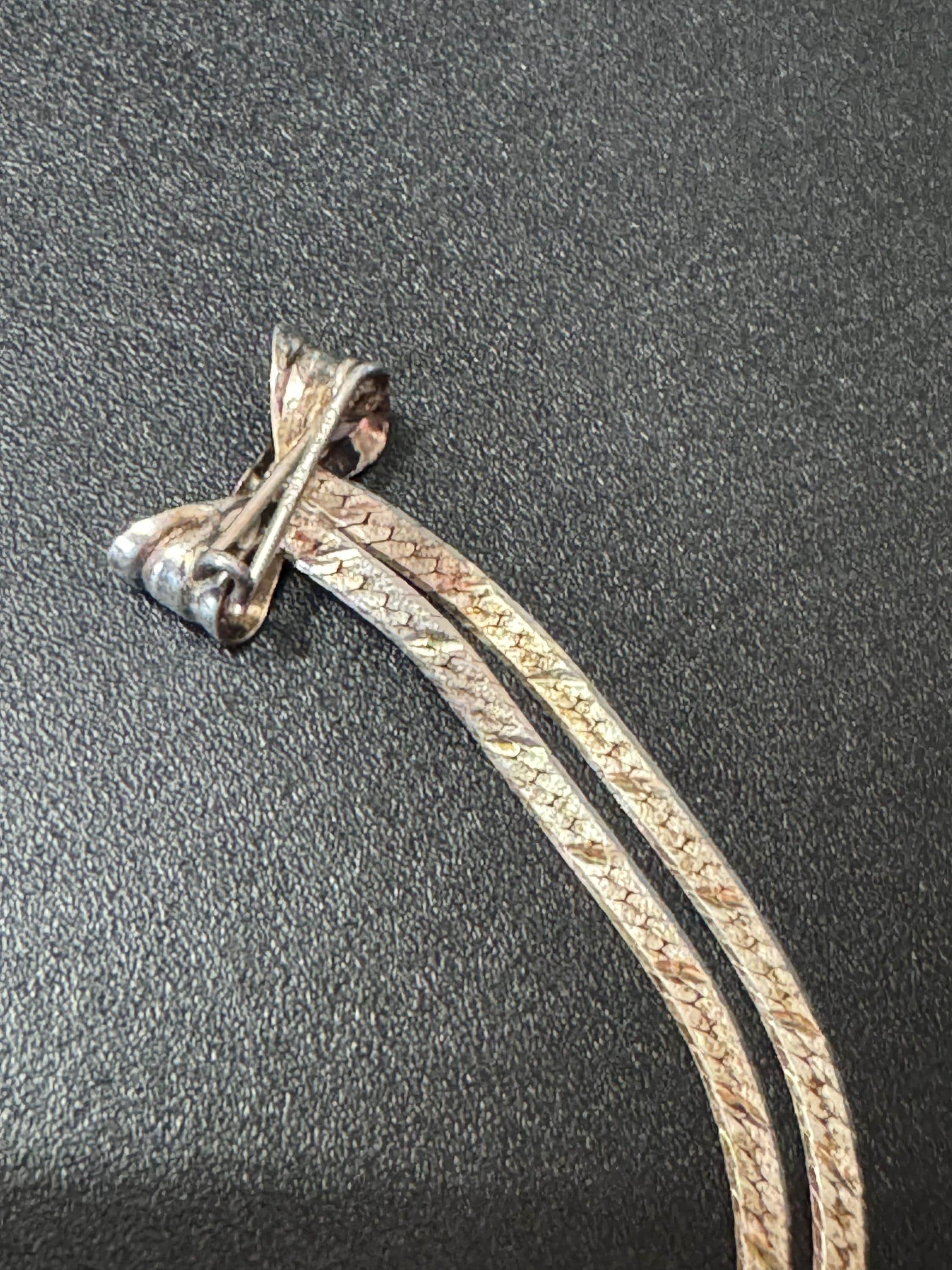 vintage italian sterling 925 silver dainty bow brooch 5cm