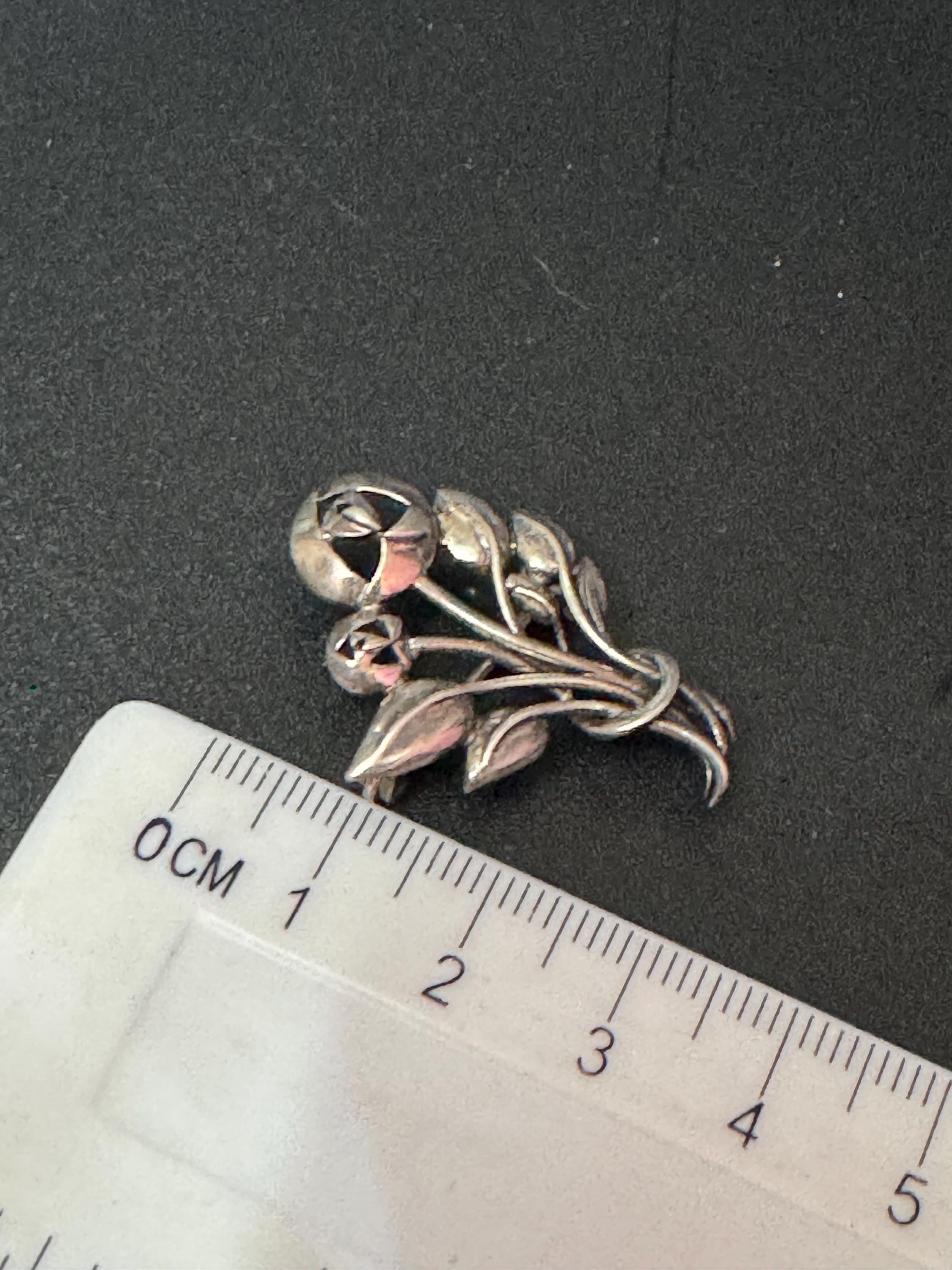 Kit Heath 1996 Sterling 925 Silver art nouveau style floral Brooch 3.5cm