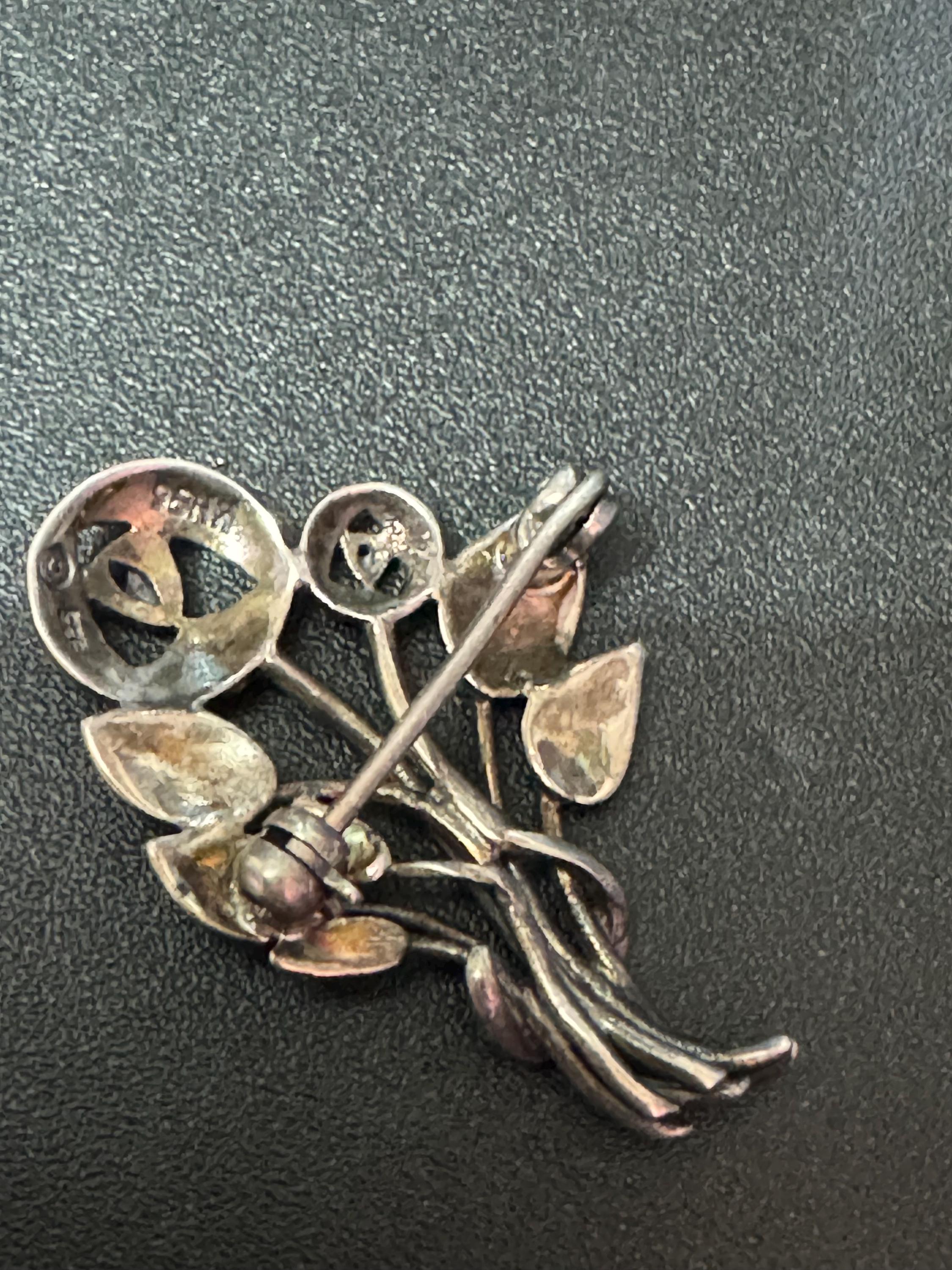 Kit Heath 1996 Sterling 925 Silver art nouveau style floral Brooch 3.5cm