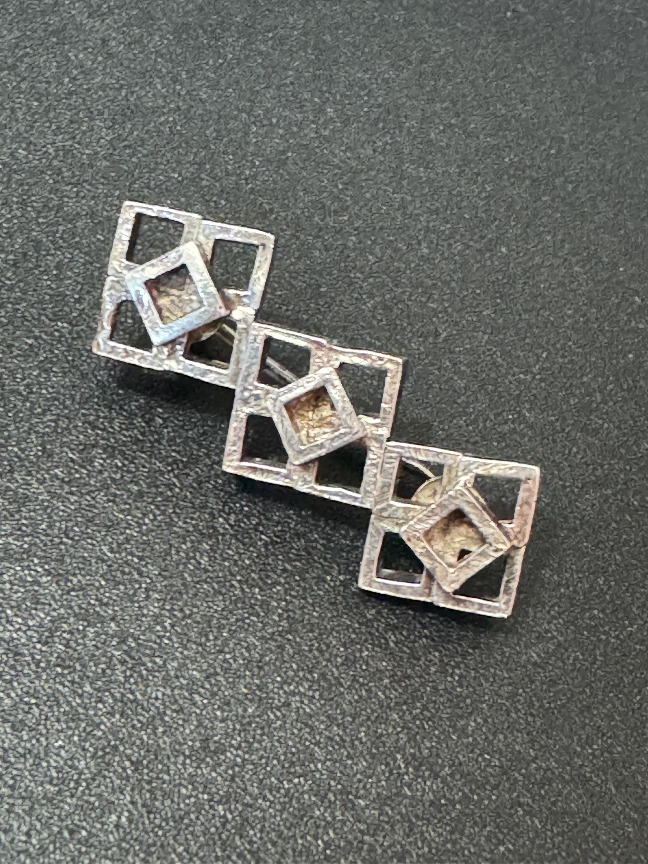 Vintage Sterling Silver Brutalist Brooch 5.6g, London 1976,Fully Hallmarked
