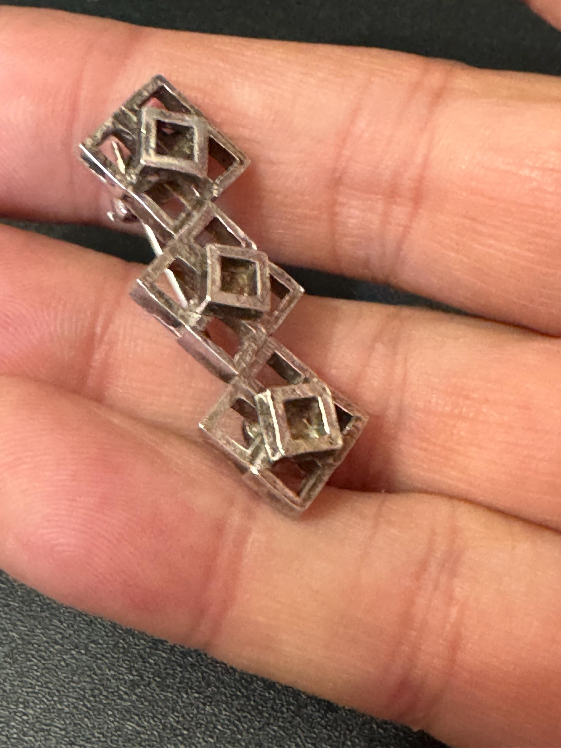 Vintage Sterling Silver Brutalist Brooch 5.6g, London 1976,Fully Hallmarked