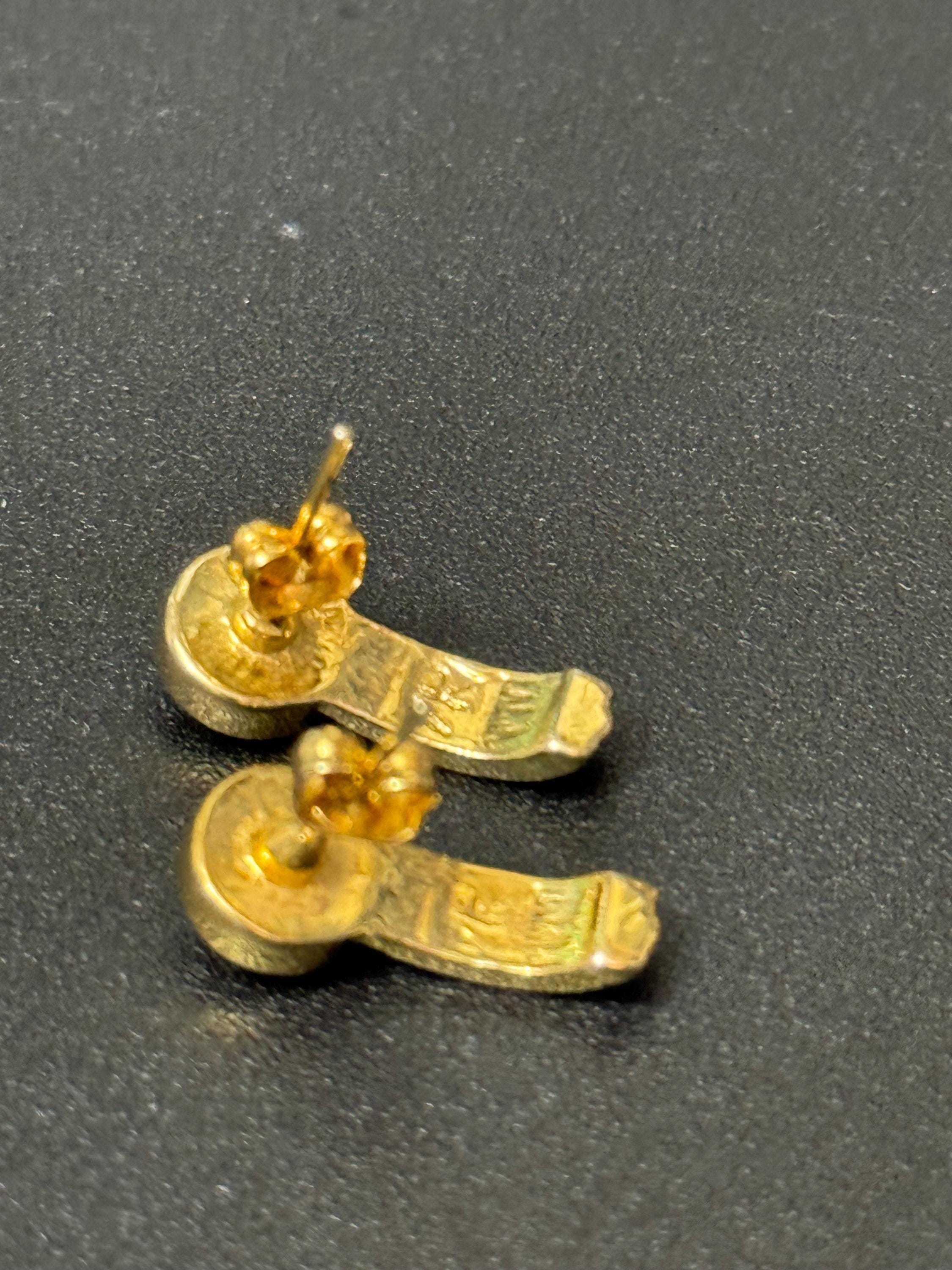 retro gold tone clear diamanté paste crystal stud earrings for pierced ears