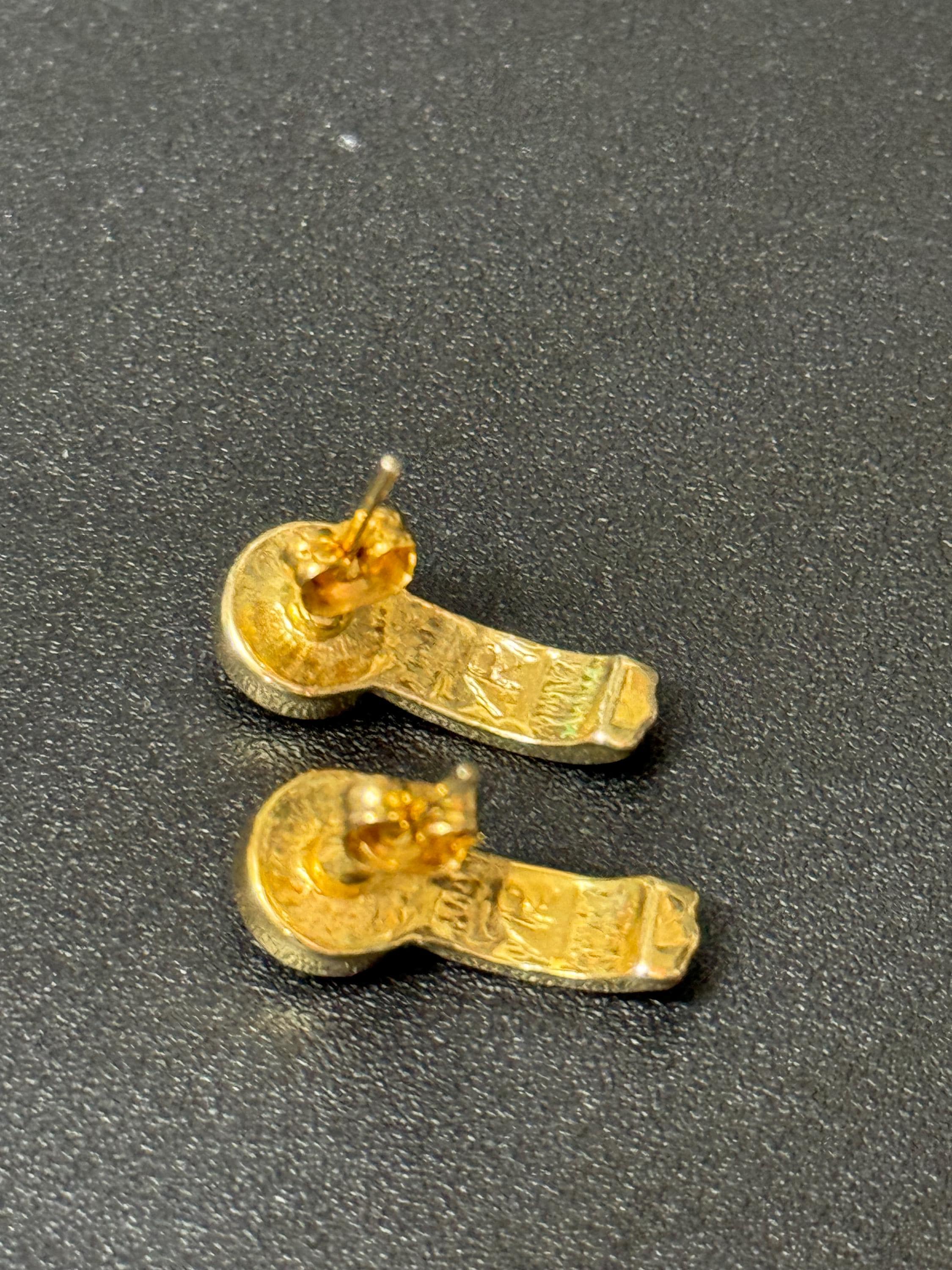 retro gold tone clear diamanté paste crystal stud earrings for pierced ears