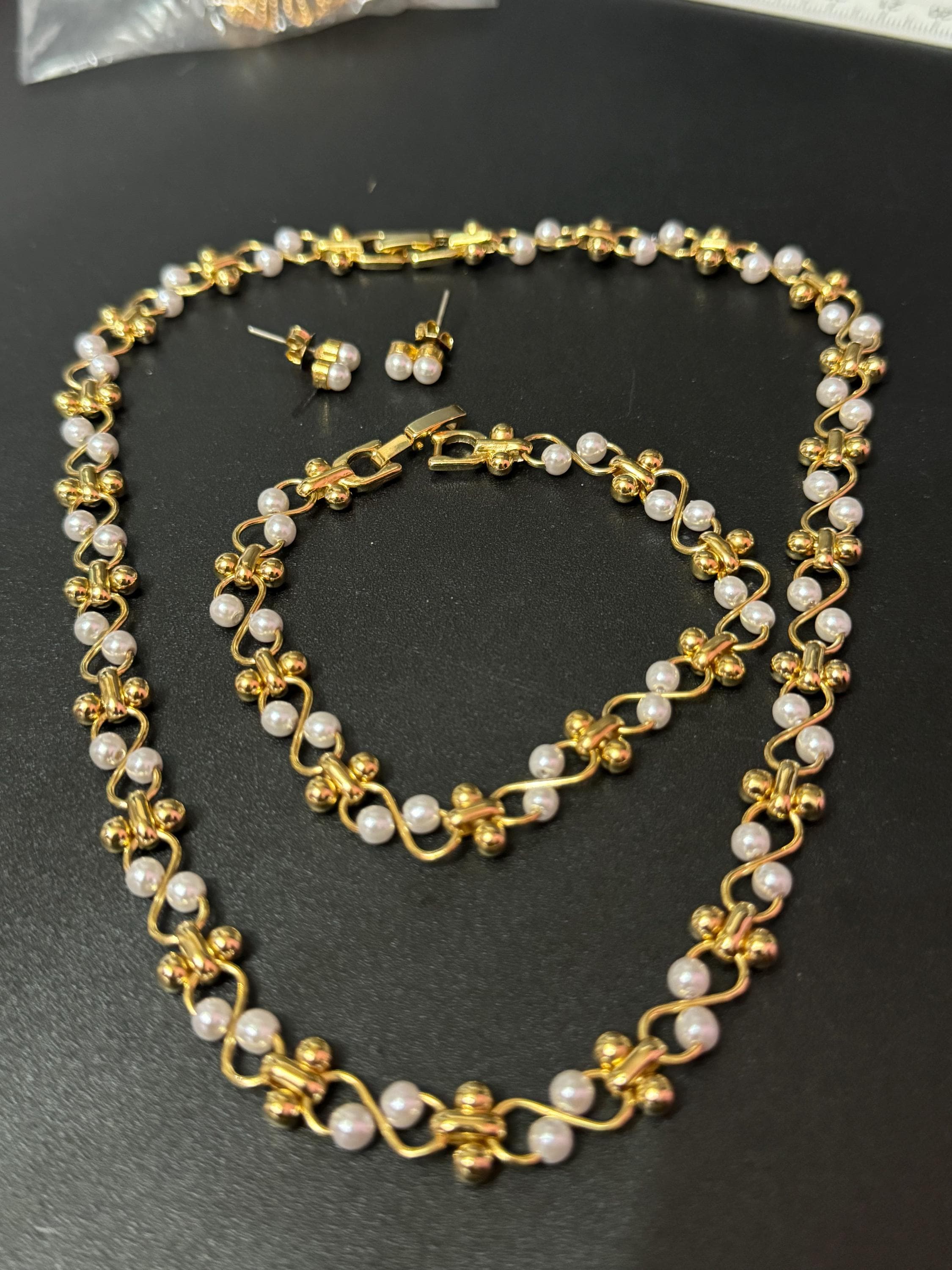 ADRIEN Mann boxed gold plated rhinestone panther link jewellery set necklace bracelet and earrings