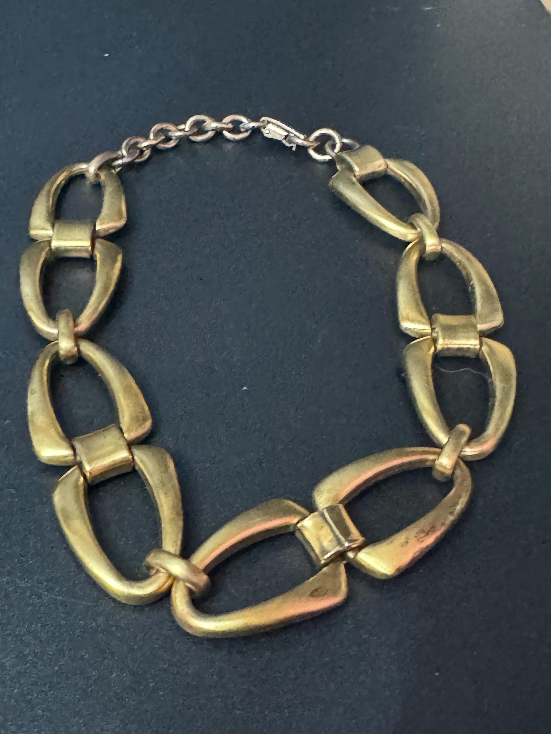 Signed aquascutum Petite neck 37cm Vintage gold tone heavy wide choker necklace