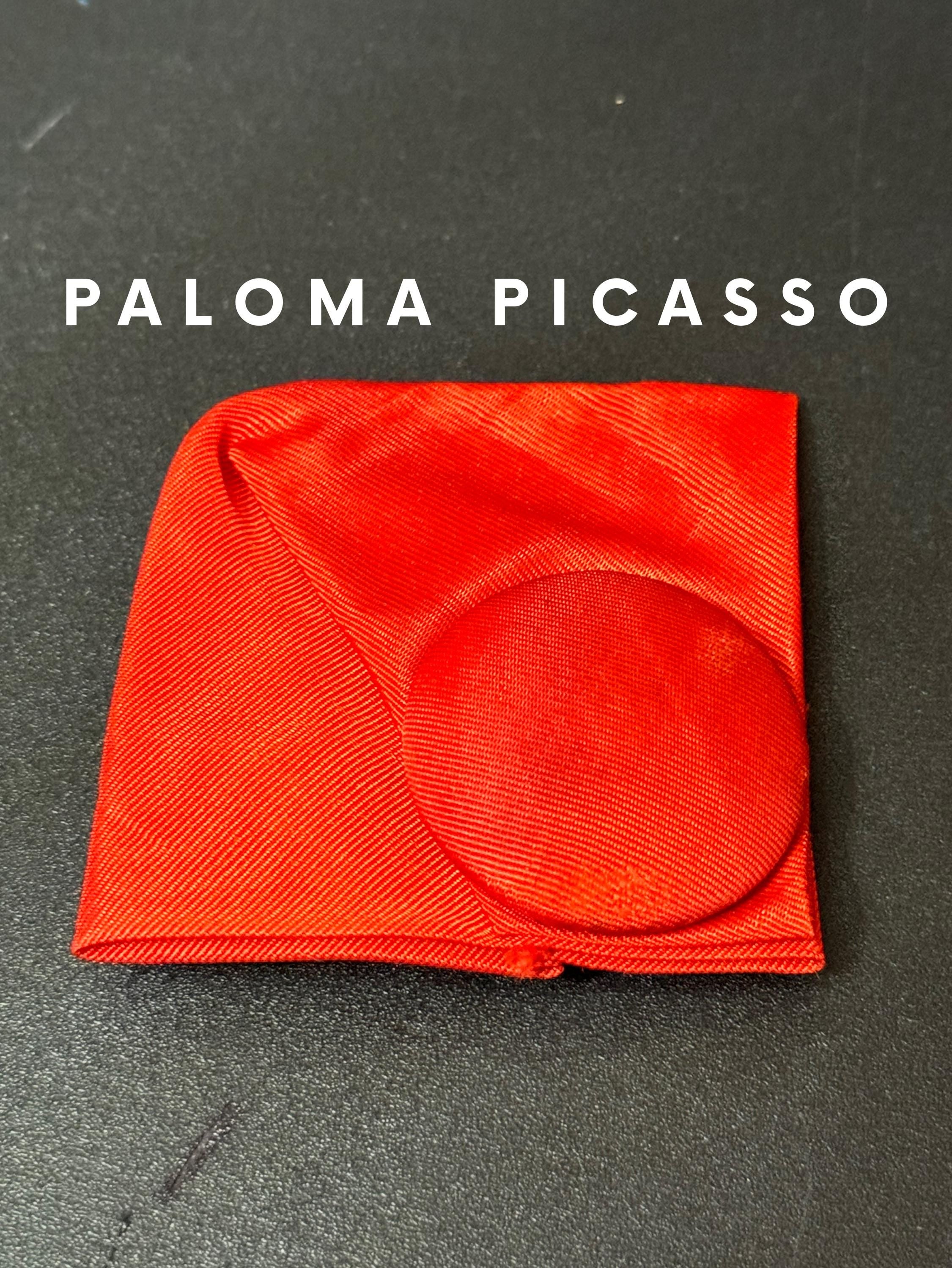 Vintage signed Paloma Picasso bright red button ribbon brooch