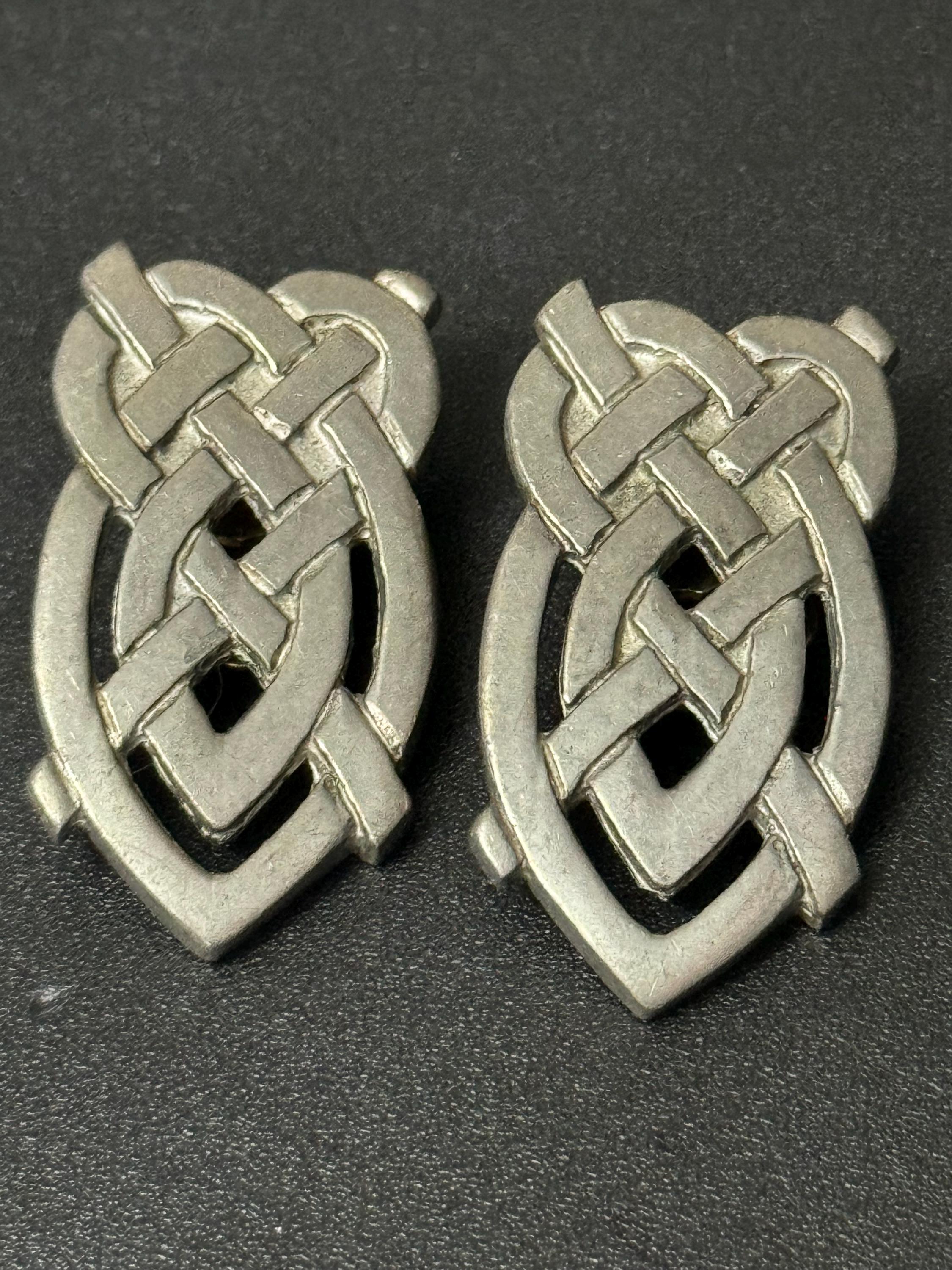 Signed liberty large pewter Celtic clip on earrings silver tone