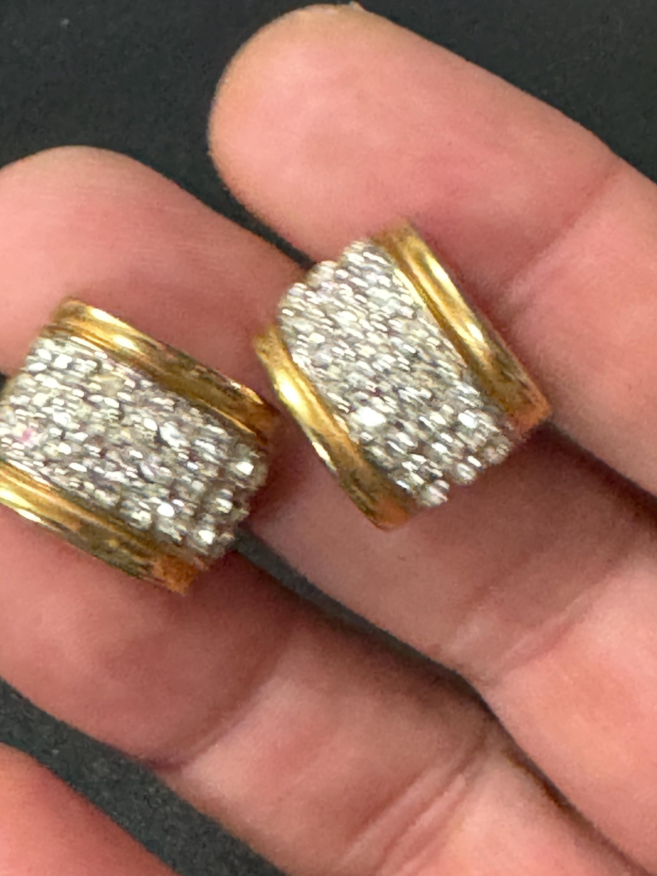 Signed NAPIER gold tone clear diamanté domed stud clip on earrings
