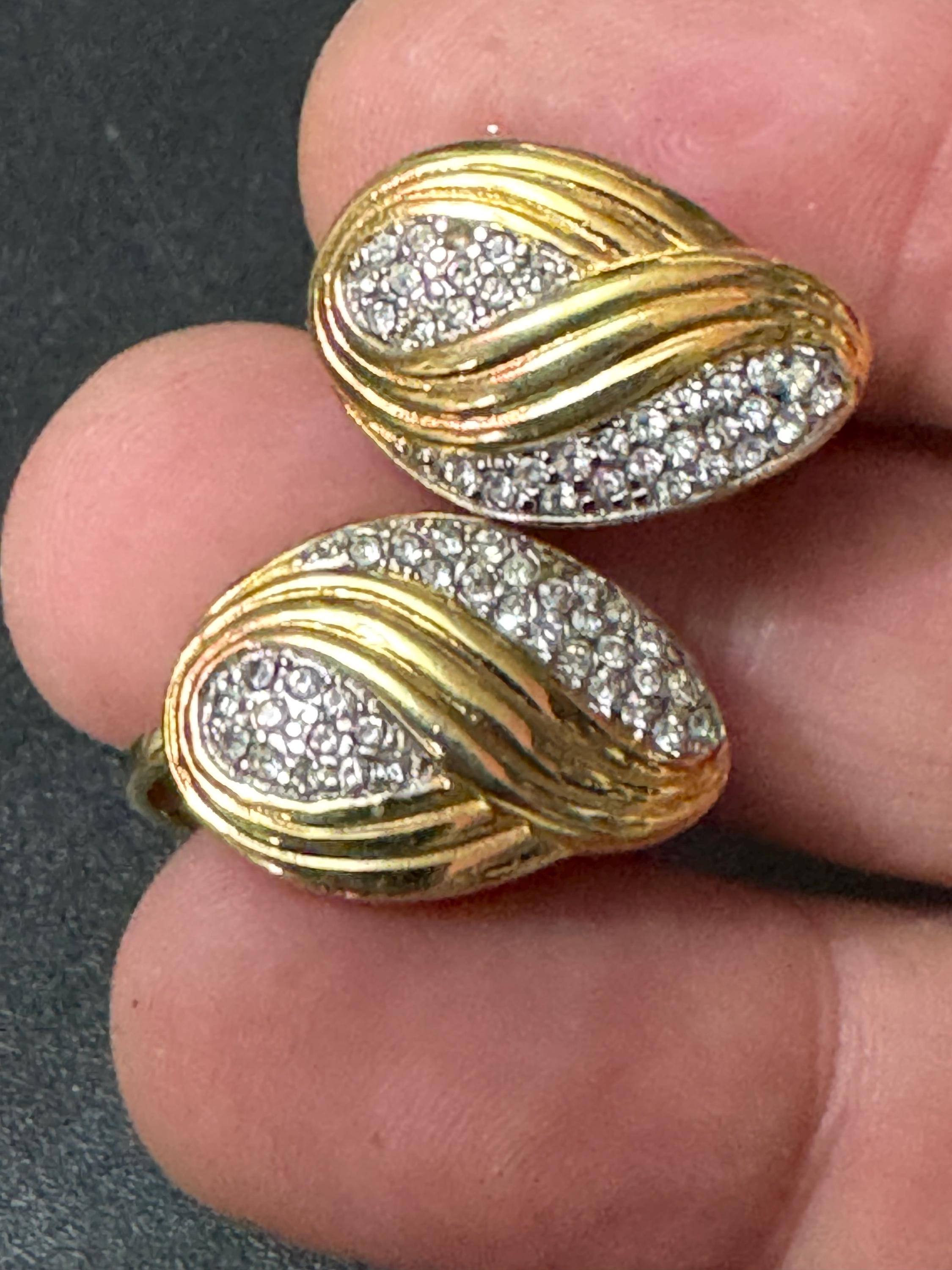 Signed BG Bergdorf Goodman Vintage clear diamanté clip on earrings high end designer