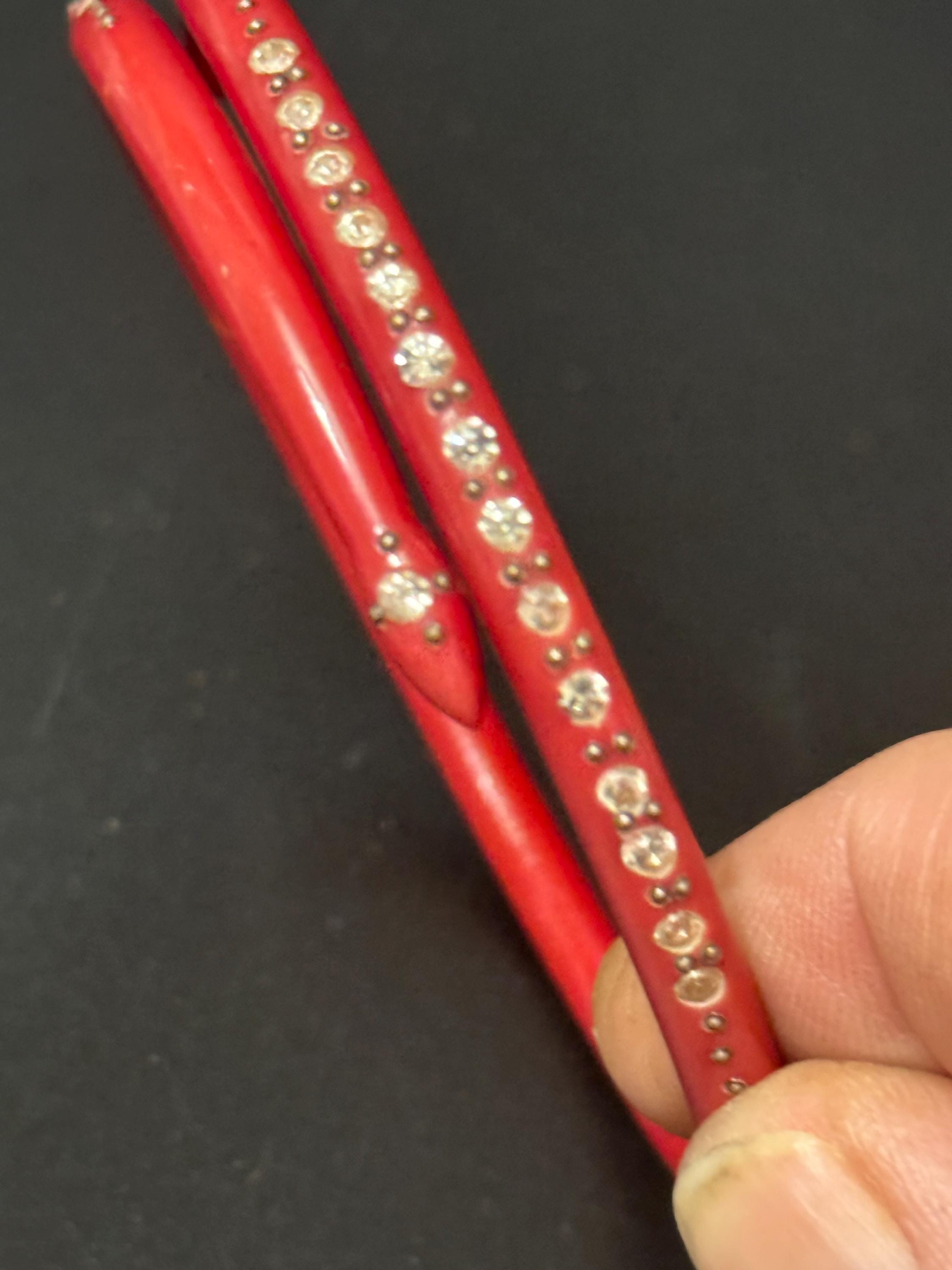 Antique Art Deco Galalith red Early Plastic Celluloid SNAKE wrap bangle bracelet with inset diamanté pique work