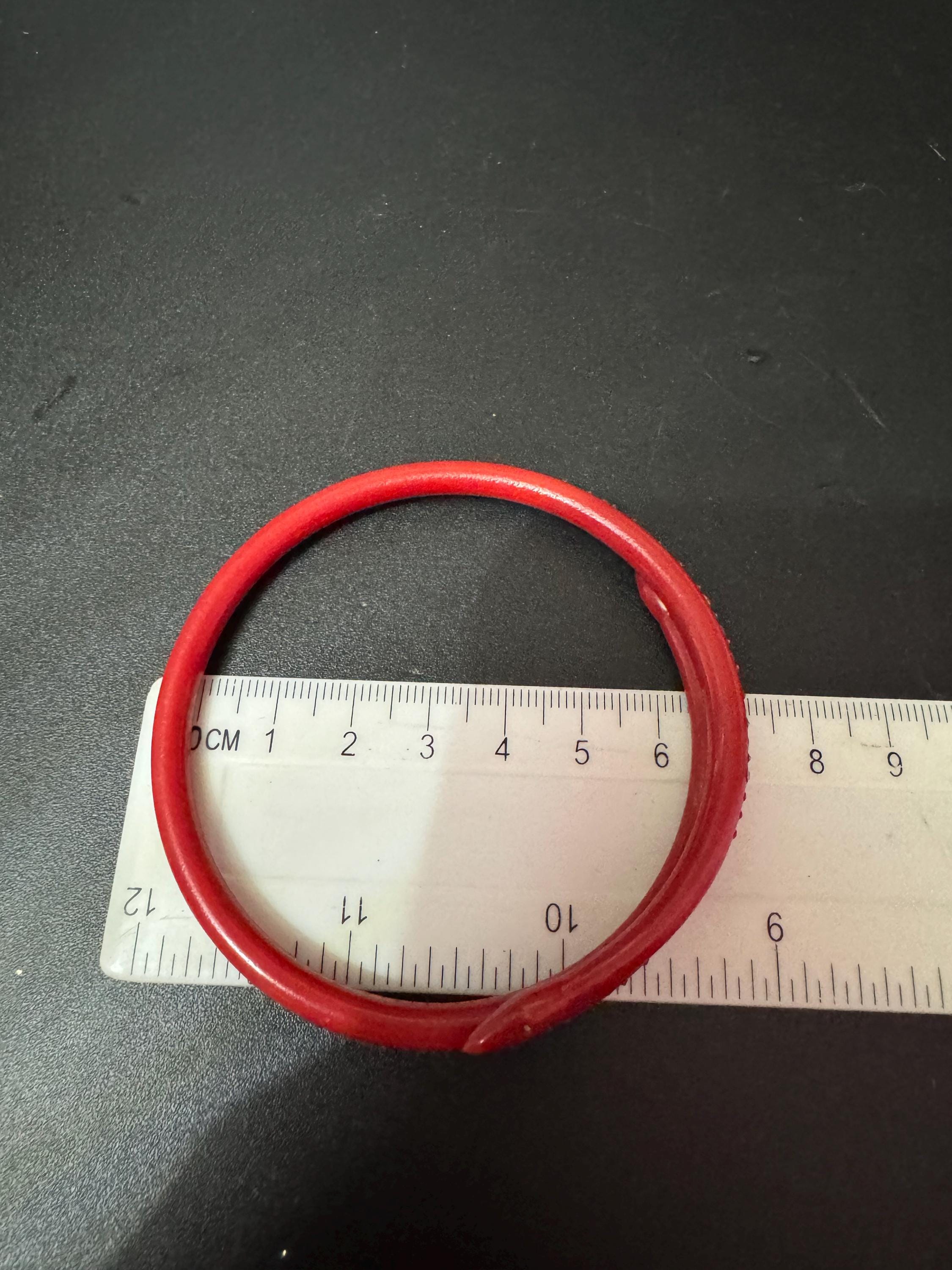 Antique Art Deco Galalith red Early Plastic Celluloid SNAKE wrap bangle bracelet with inset diamanté pique work