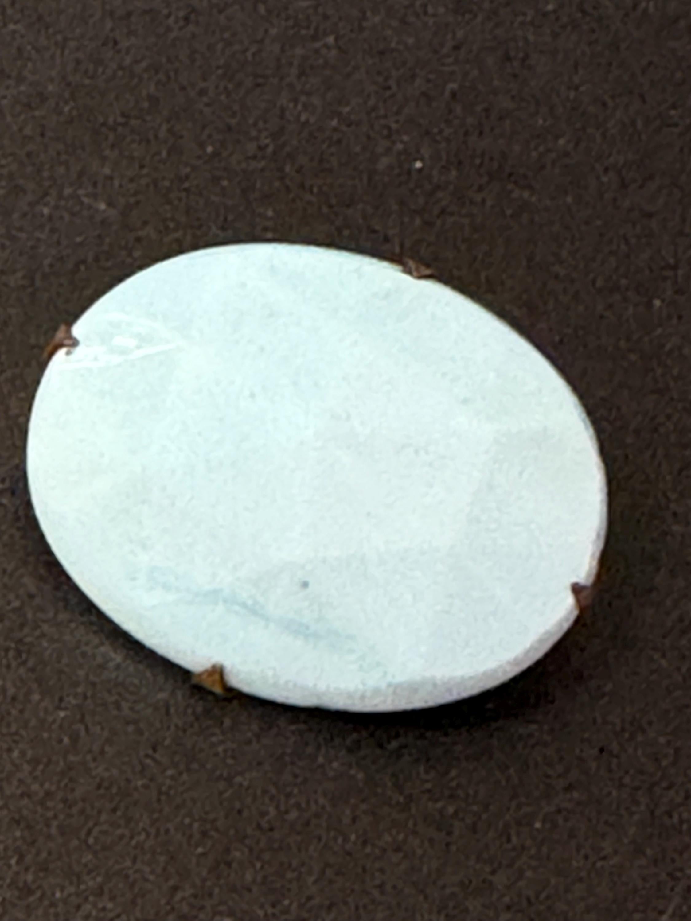 Antique turquoise blue milk glass faceted cabochon art deco oval brooch with c clasp