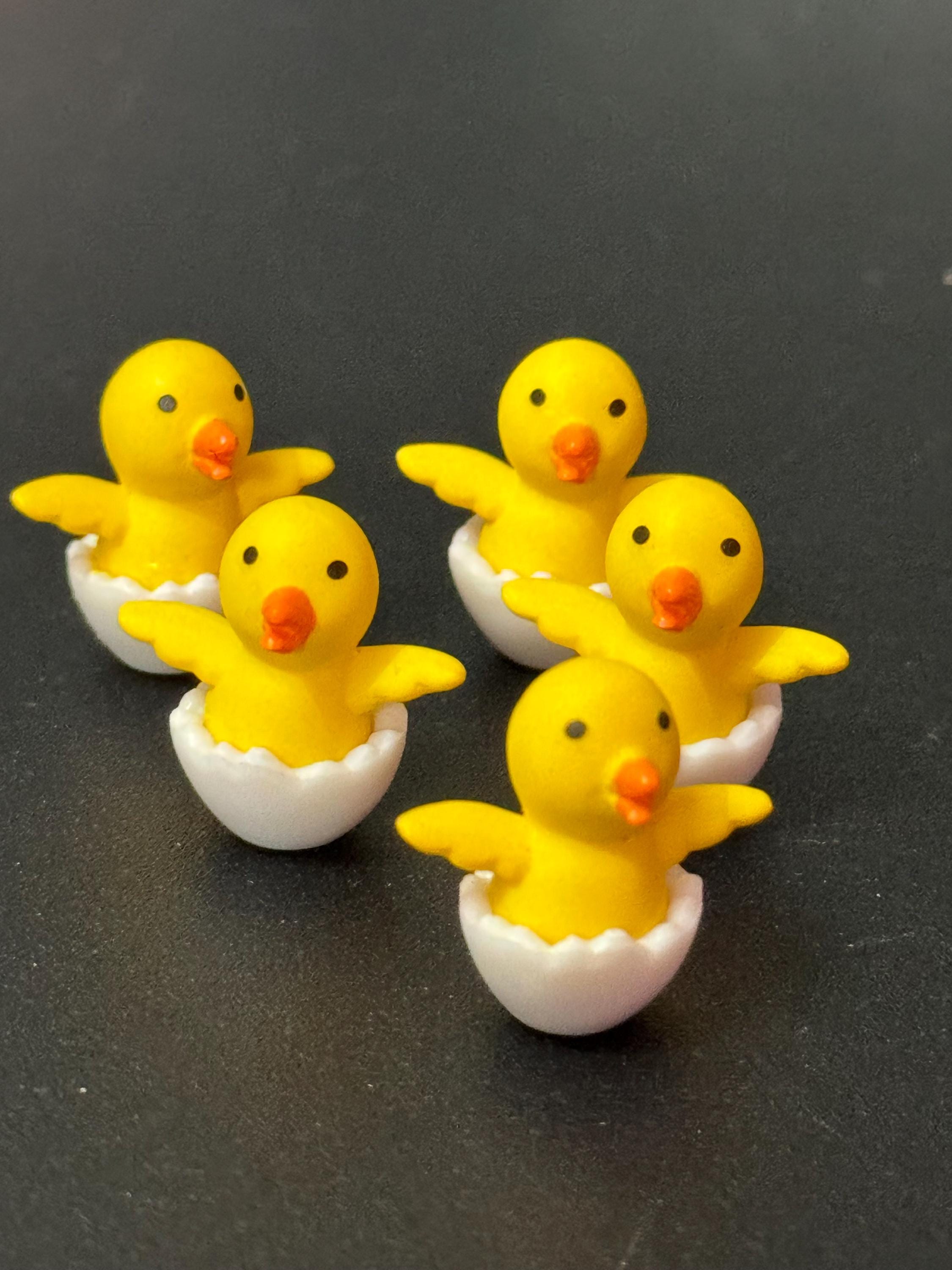 5 x miniature hatching duckling ducks cake toppers fairy garden farmyard dollshouse decorations